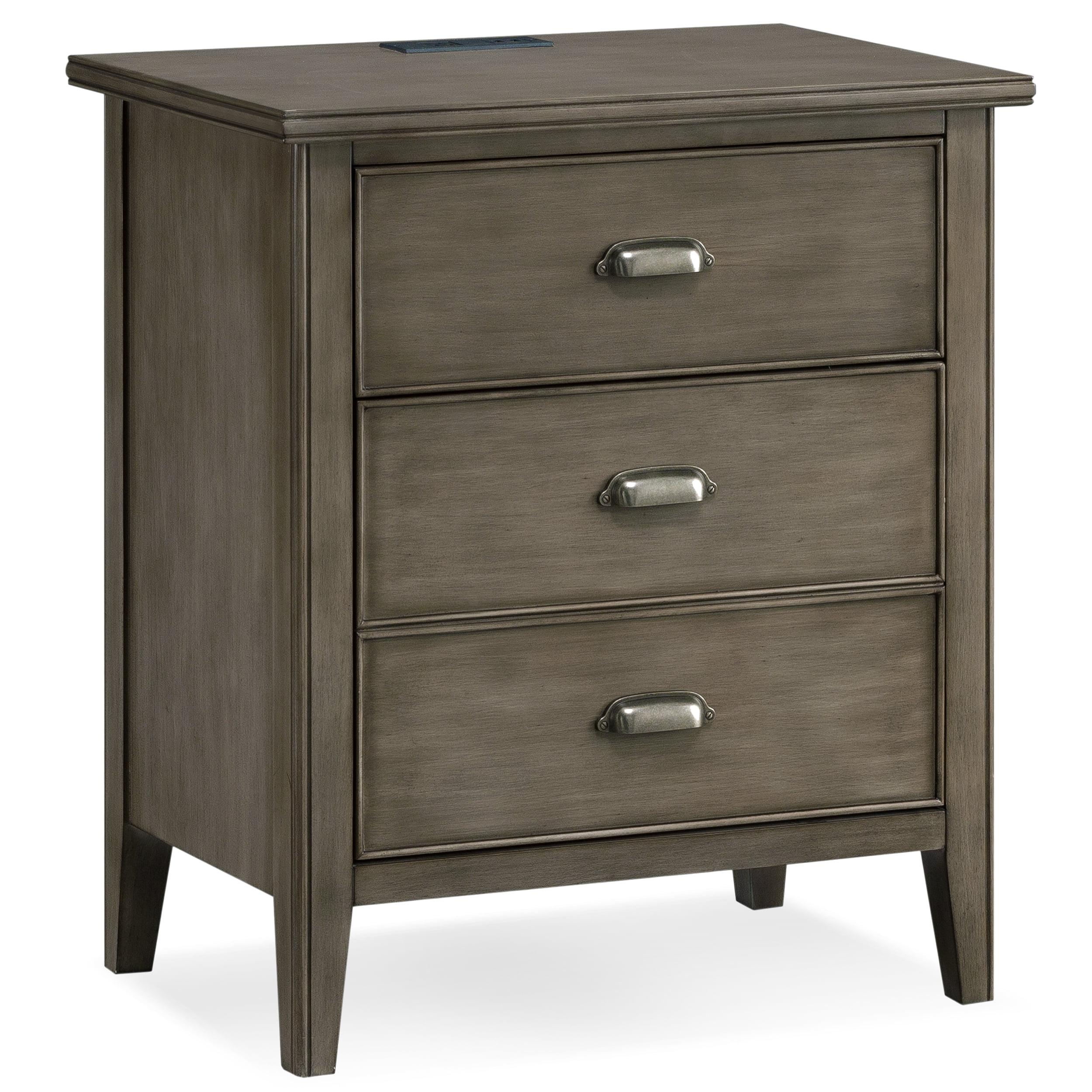 Laurent Smoke Gray Solid Wood Nightstand with USB-C Charging Station