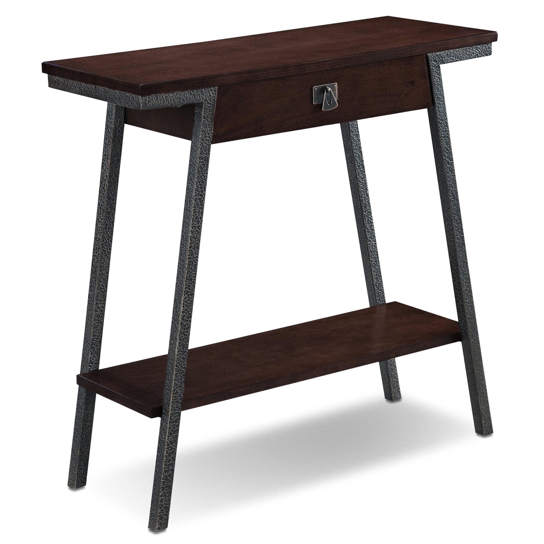 Walnut and Steel Industrial Console Table with Storage