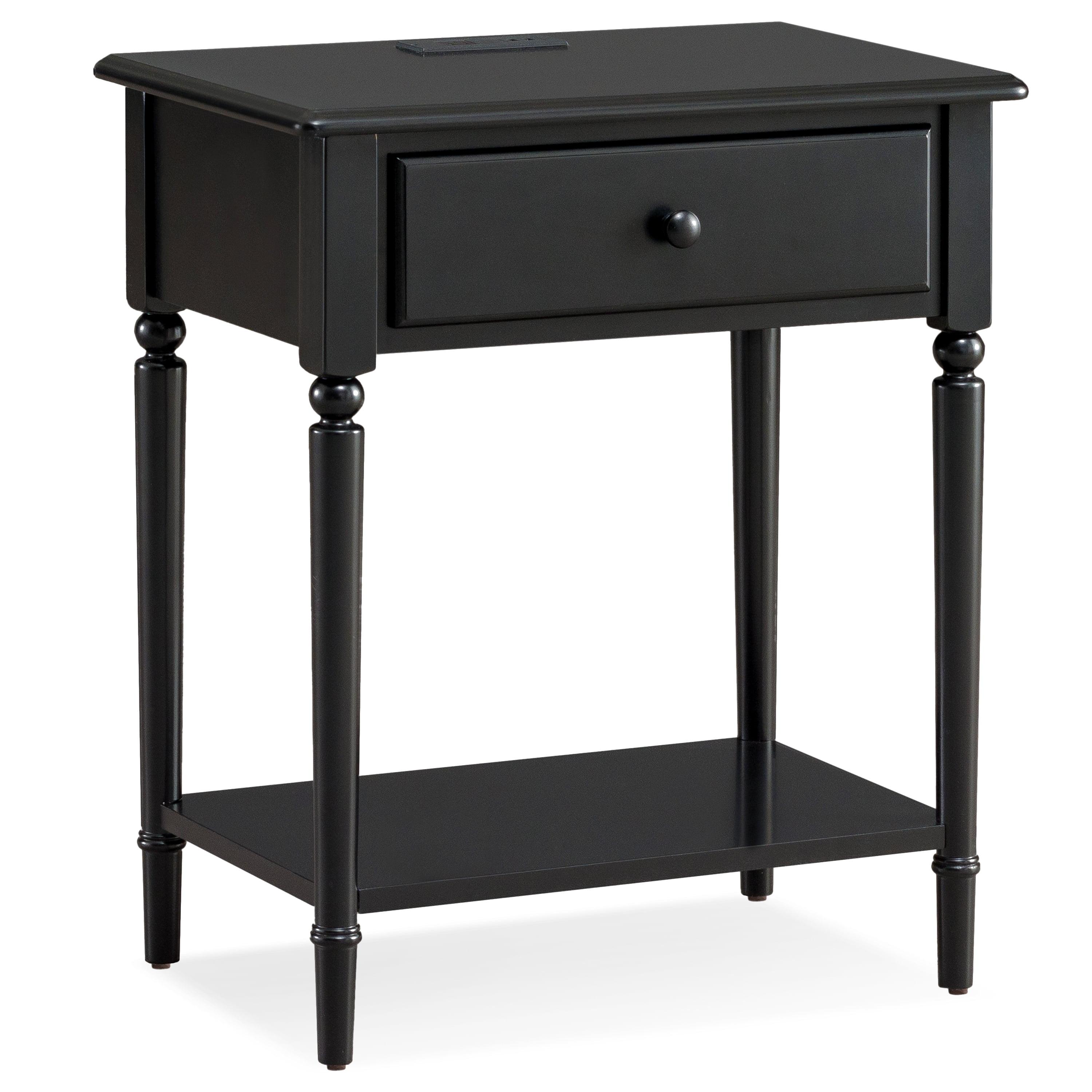 Swan Black Coastal 24" Solid Wood Nightstand with USB-C Charging