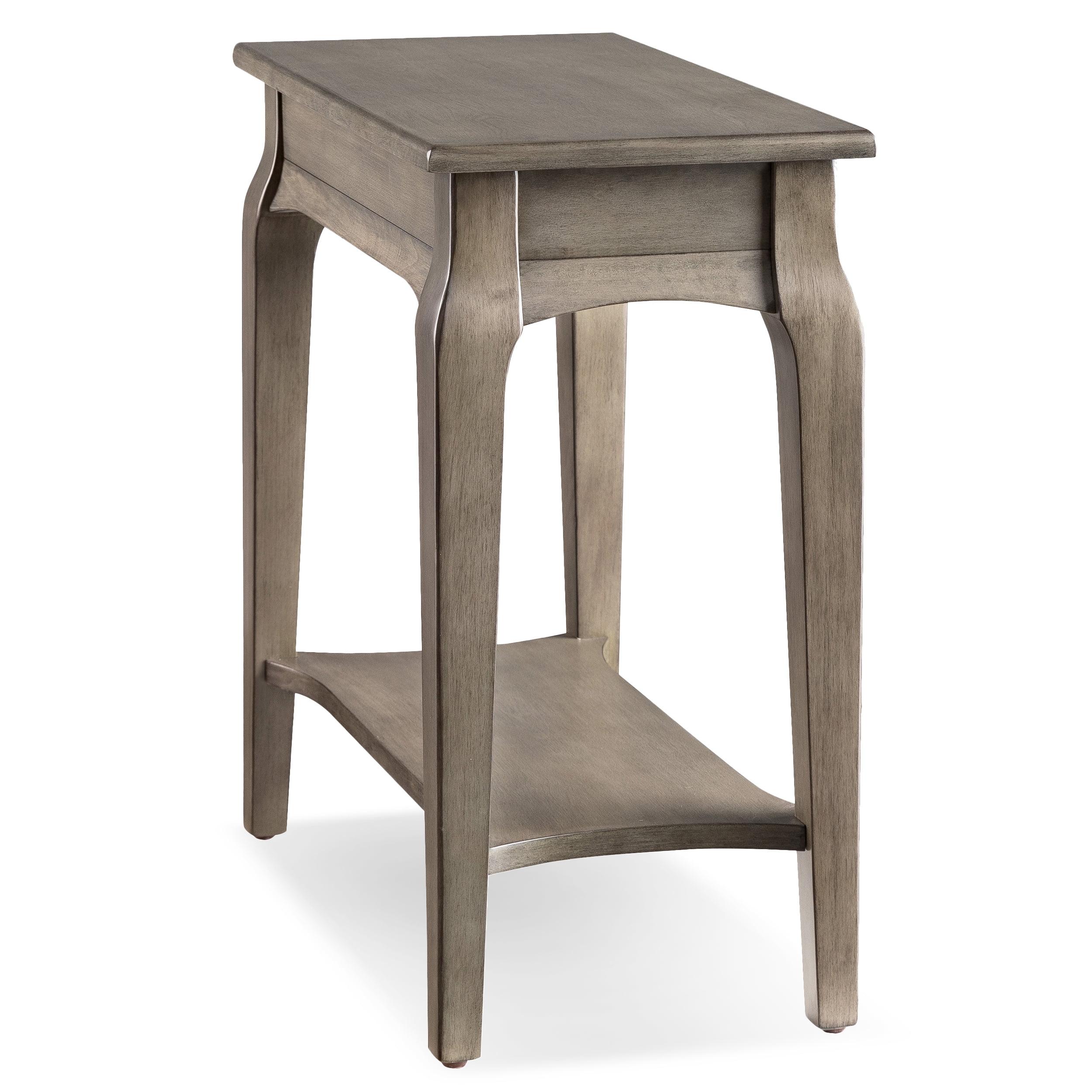 Leick Home Solid Wood Stratus 12 in. Narrow Side End Table with Shelf, Smoke Gray