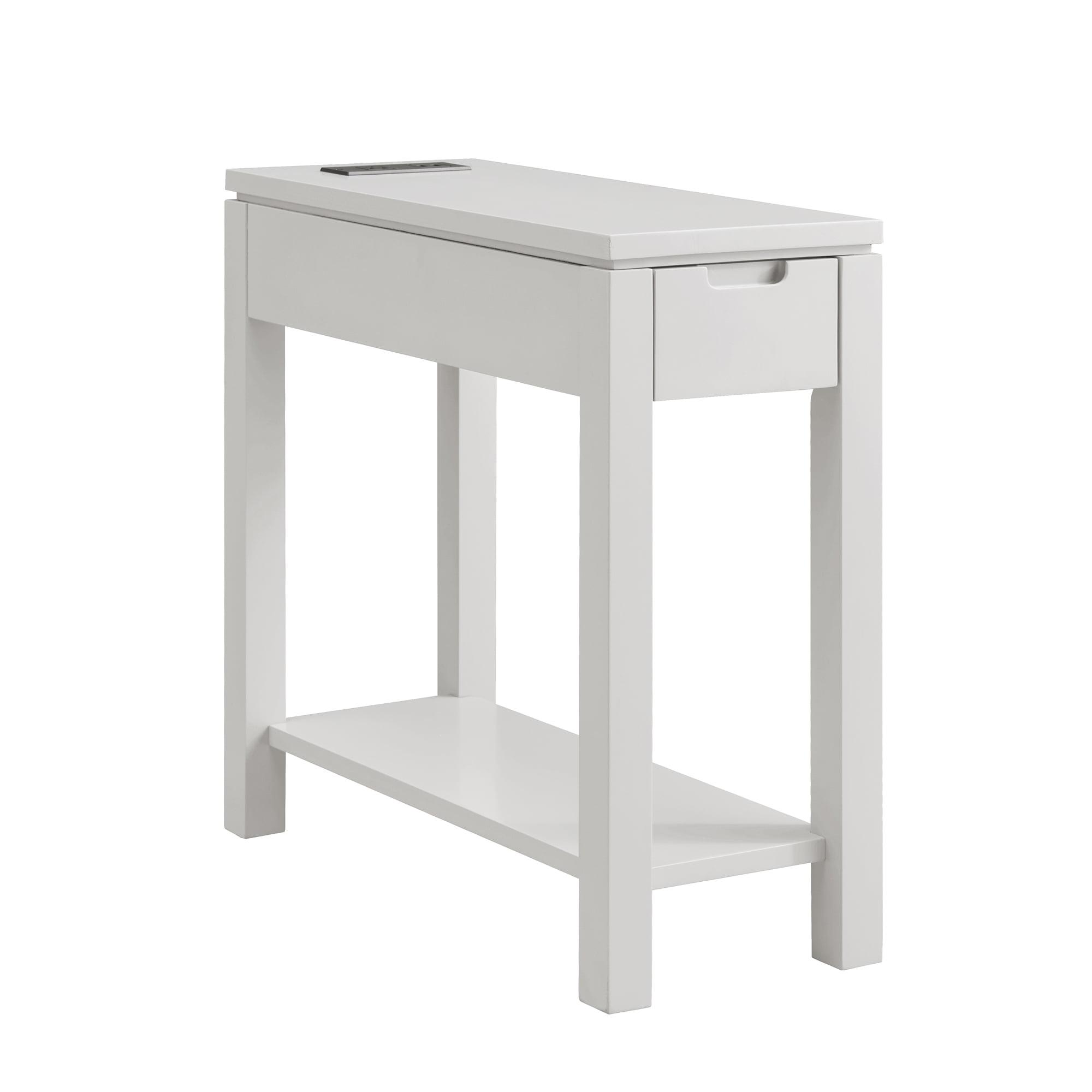 Cade Contemporary Gray Poplar Side Table with Storage