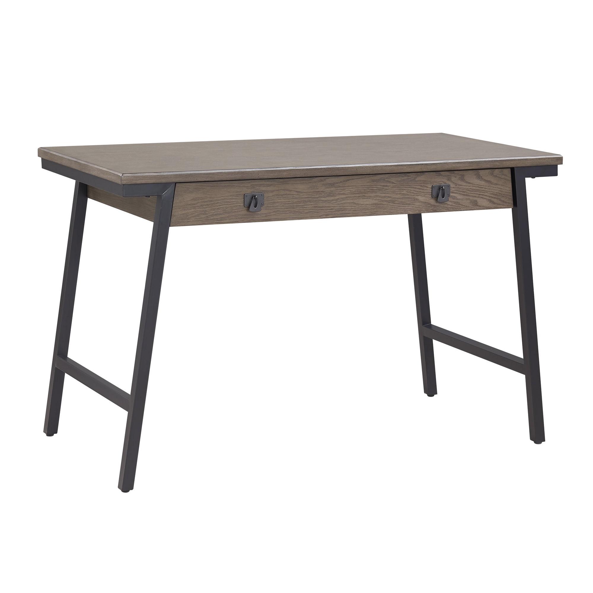 Empiria Medium Gray and Matte Black Poplar Wood Desk with Keyboard Tray