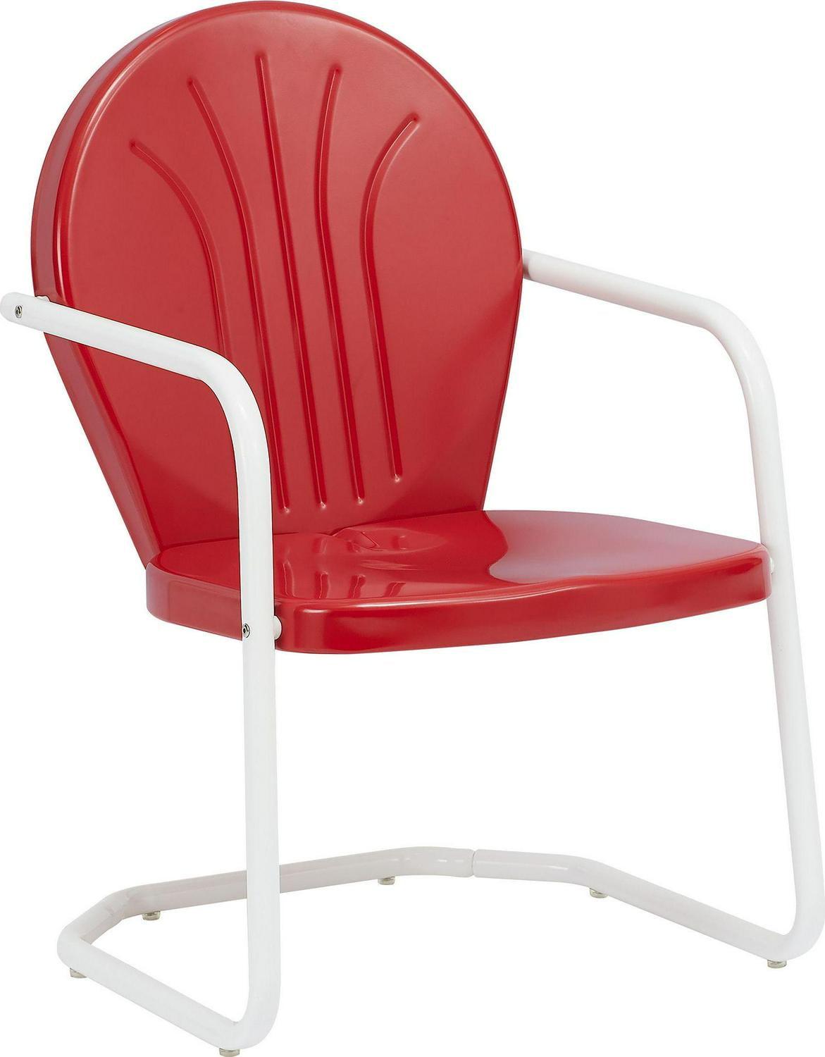 Retro Red and White Metal Garden Chair with Art Deco Design