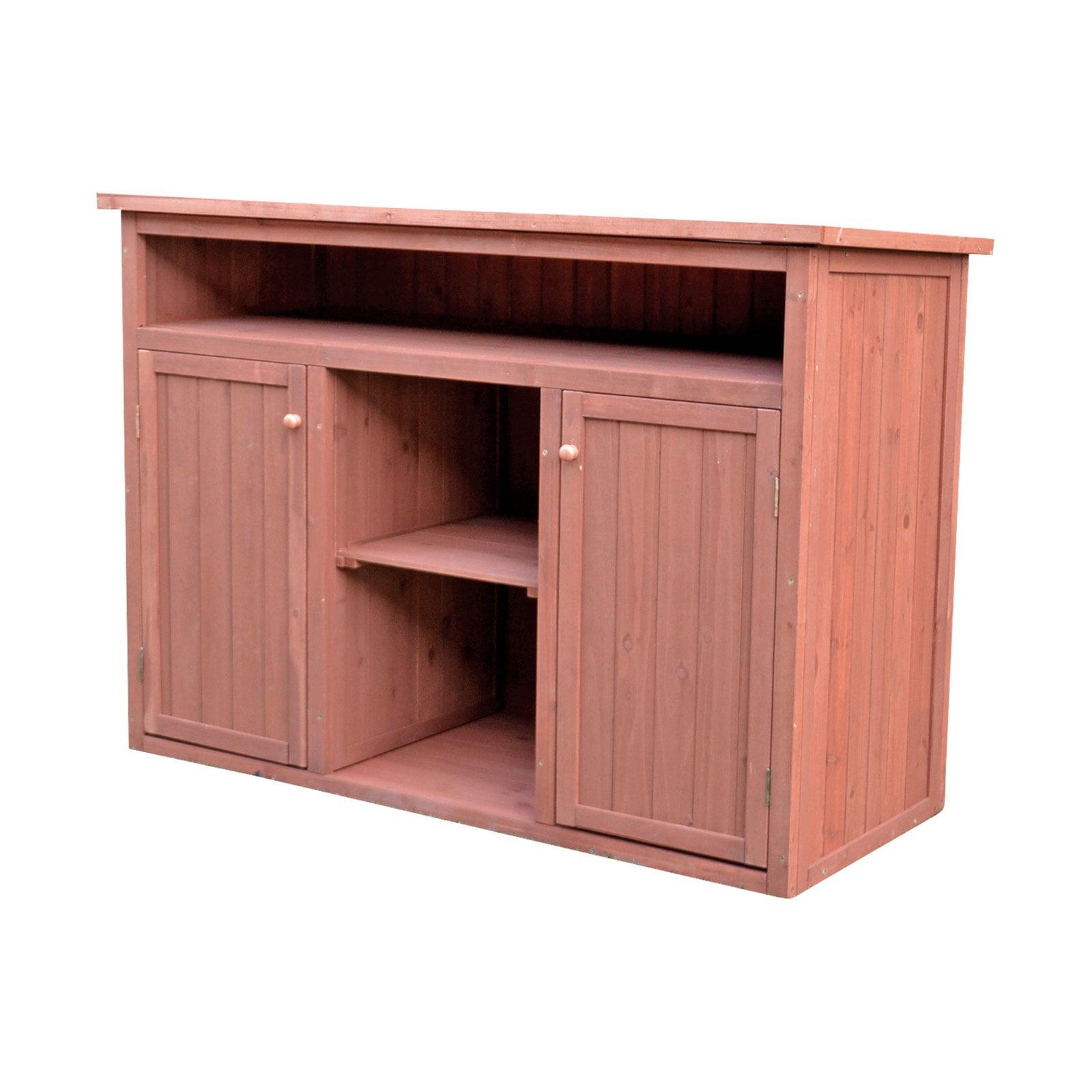 Medium Brown Solid Wood Display and Hideaway Storage Cabinet