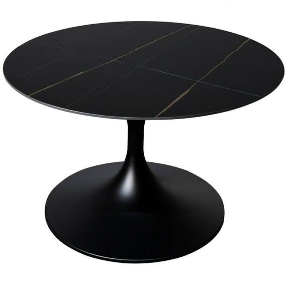 Ivy Bronx 24" Round Coffee Table With Sintered Stone Top And Powder-Coated Stainless Steel Base Sanath Collection