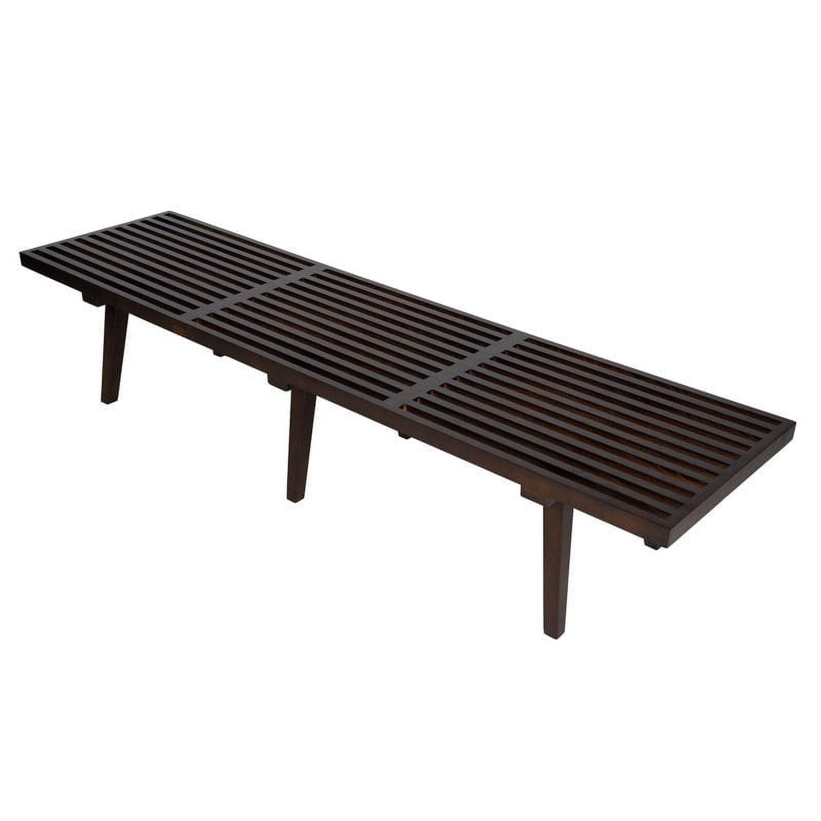 LeisureMod 72" Mid-Century Modern Slatted Wood Entry Bench, Indoor Accent Seating for Hallway or Bedroom