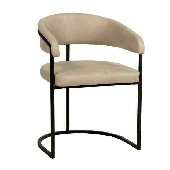 LeisureMod Aero Modern Curve-Back Dining Arm Chair with Leather Upholstery and Metal Legs – Accent Seating for Dining Rooms, Kitchens, or Offices
