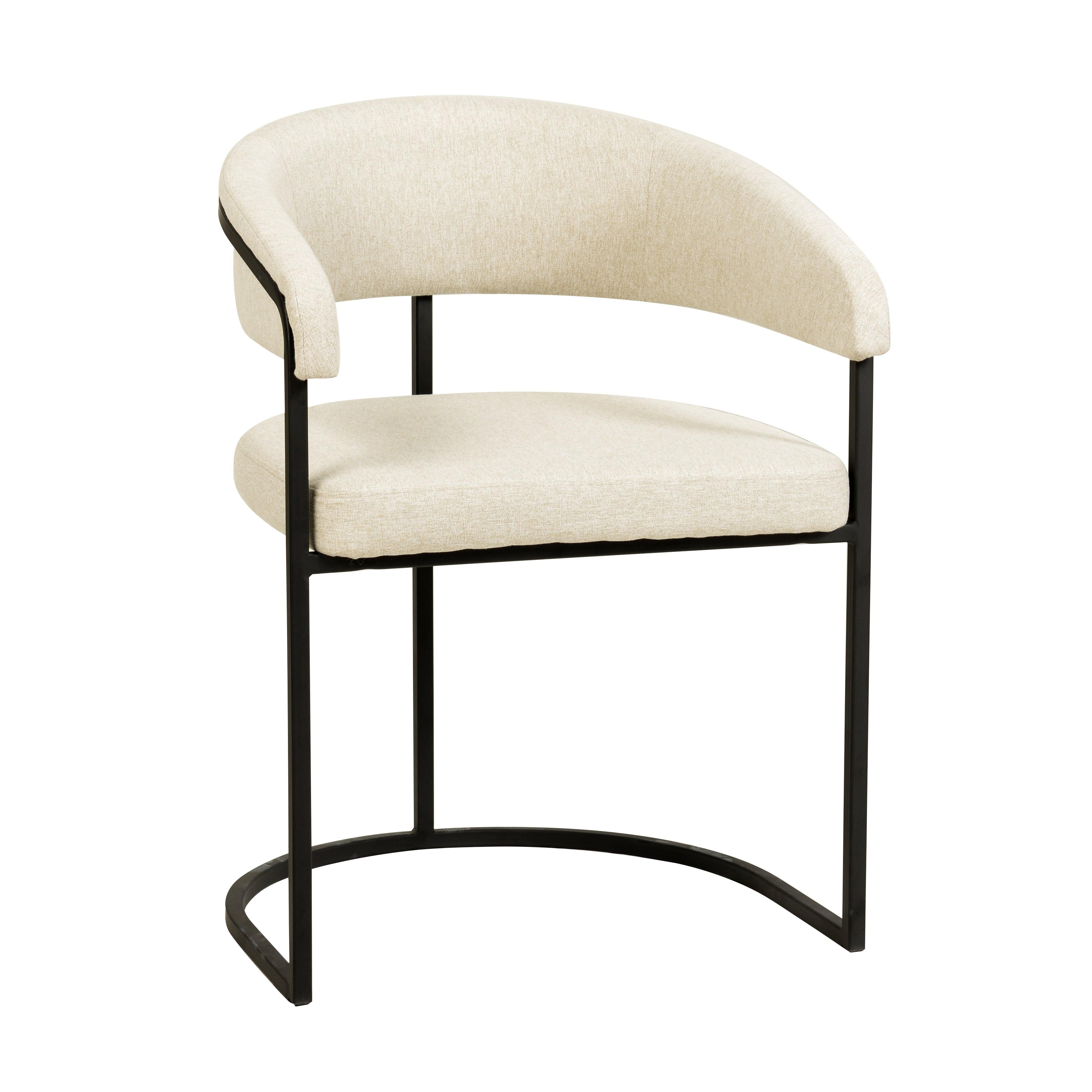 LeisureMod Aero Modern Curve-Back Dining Arm Chair with Leather Upholstery and Metal Legs – Accent Seating for Dining Rooms, Kitchens, or Offices