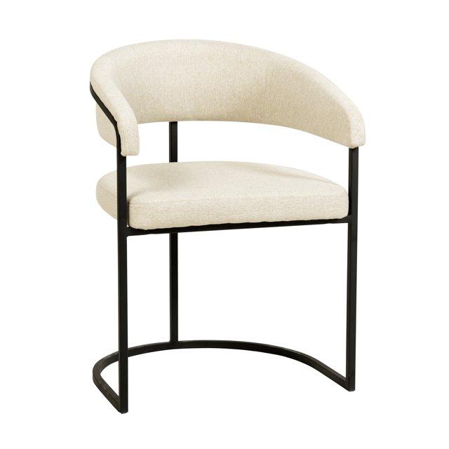 LeisureMod Aero Modern Curve-Back Dining Arm Chair with Leather Upholstery and Metal Legs – Accent Seating for Dining Rooms, Kitchens, or Offices