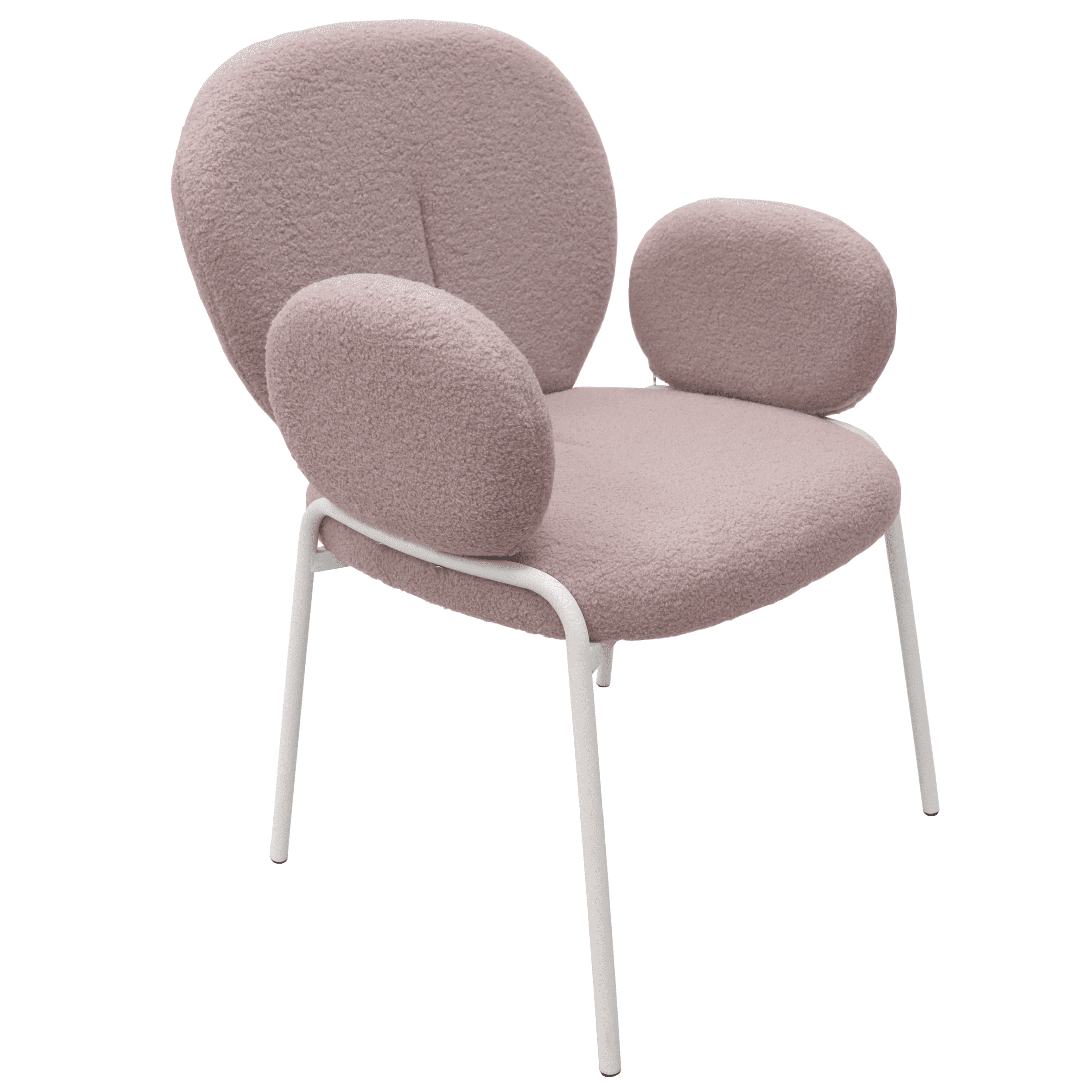 Leisuremod Celestial Boucle Dining Arm Chair with White Frame