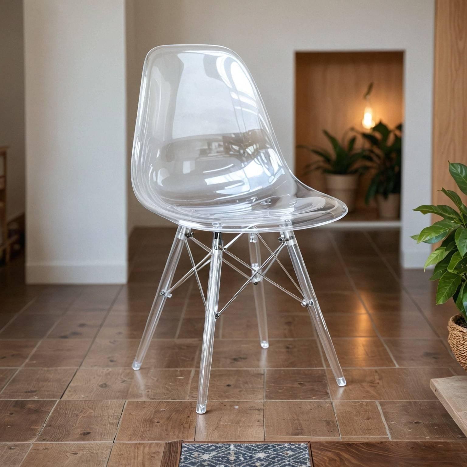 LeisureMod Dover Modern Dining Chair with Acrylic Base (Clear)