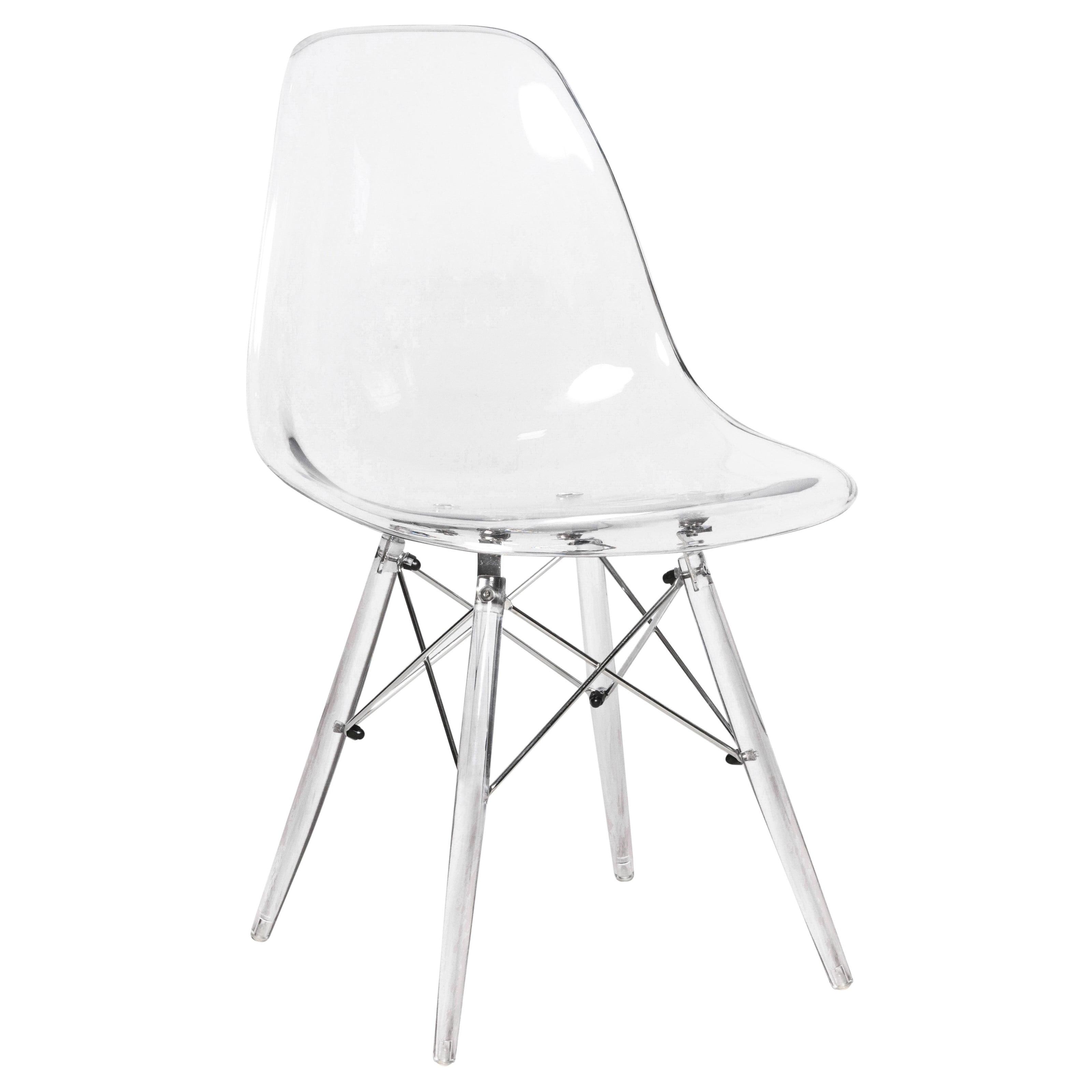 LeisureMod Dover Modern Dining Chair with Acrylic Base (Clear)