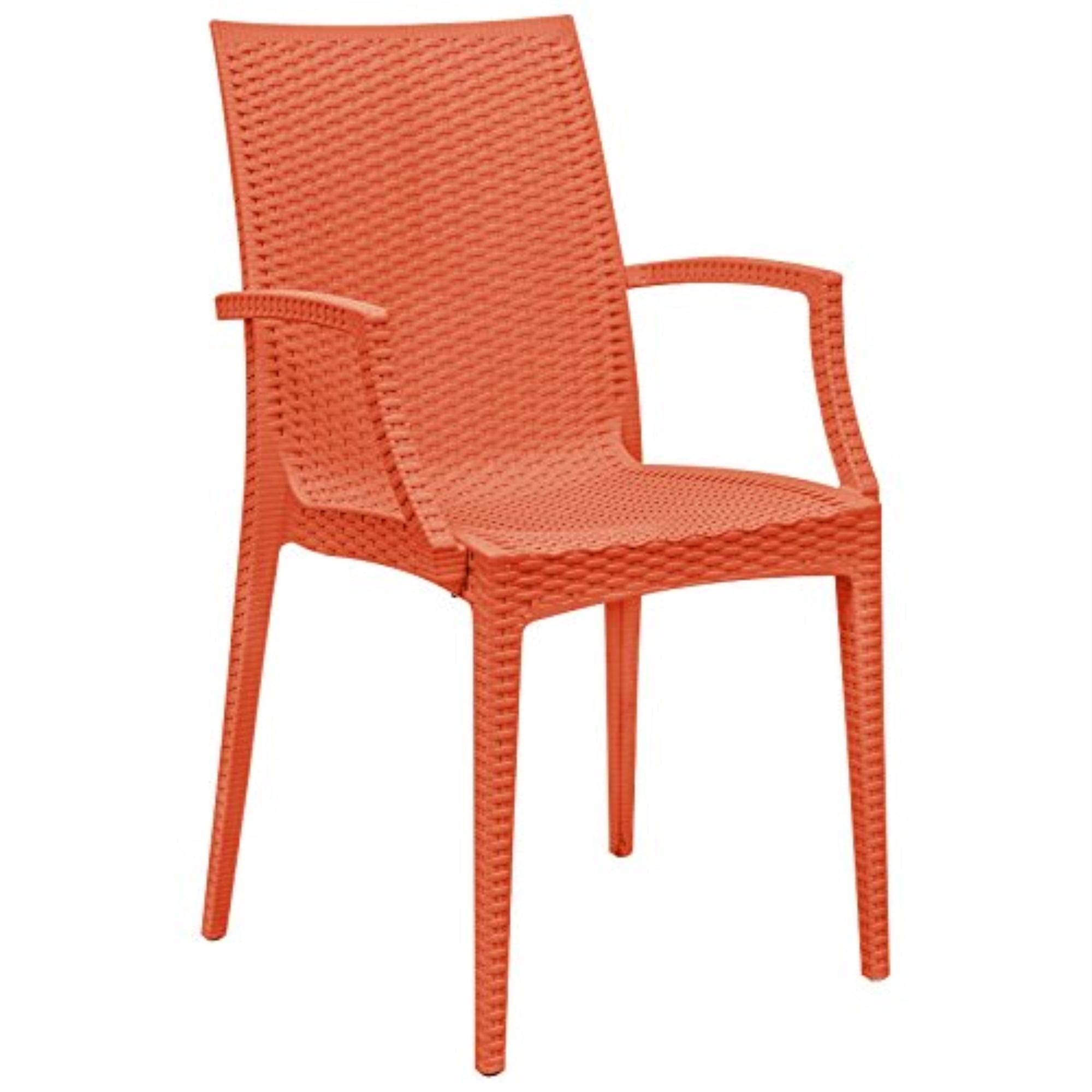 LeisureMod Mace Modern Dining Arm Chair for Indoor and Outdoor Home in Orange