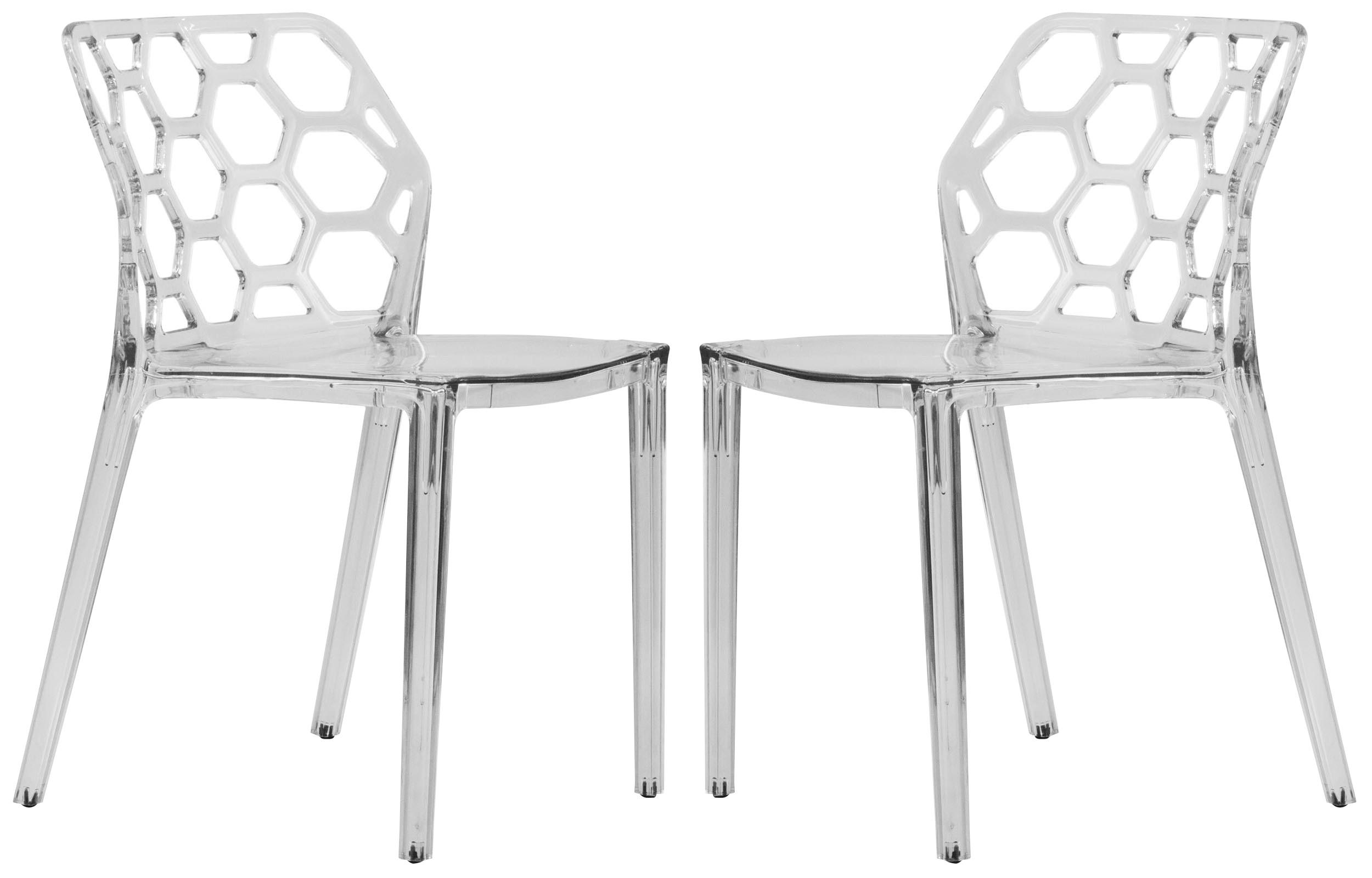 Orren Ellis Jakubowski Dynamic Modern Plastic Dining Side Chair with Honeycomb Design (Set of 2)