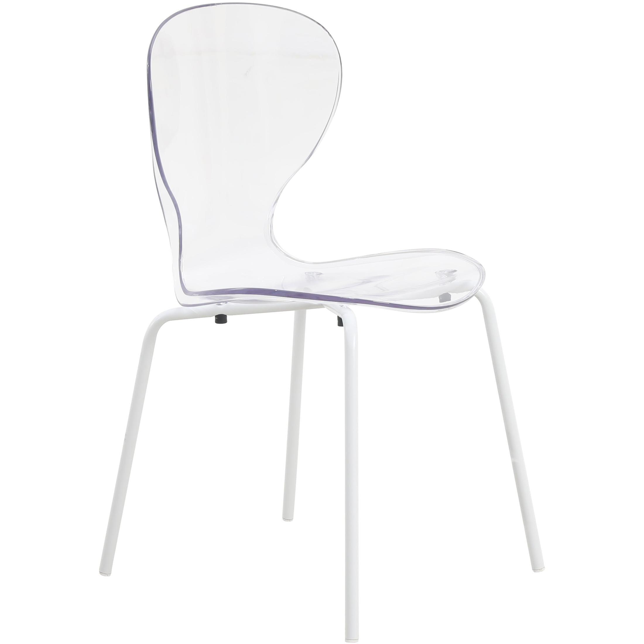 Ivy Bronx Edenfield Dining Chair with Curved Back and Waterfall Edge Seat White Powder-Coated Metal Legs