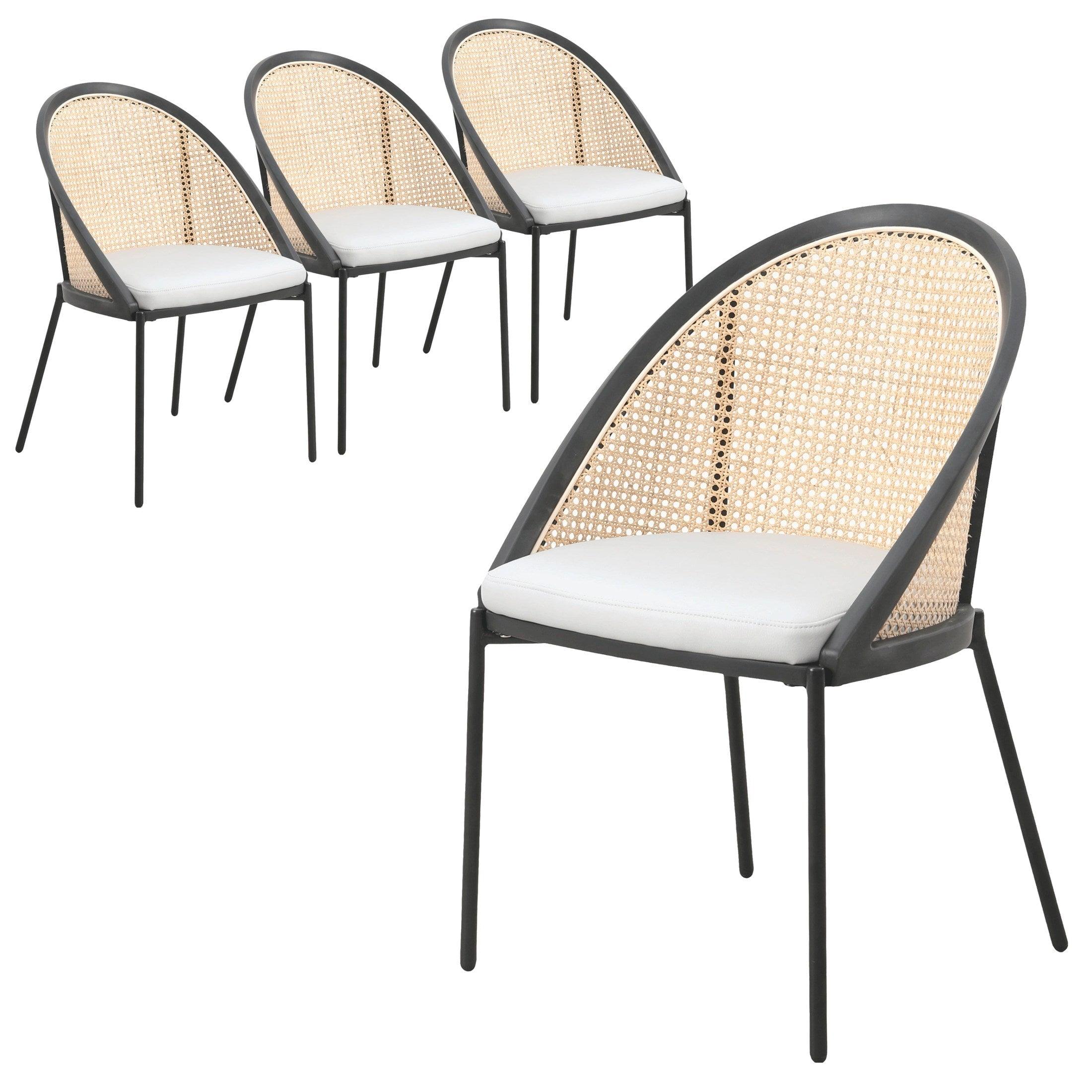 Bayou Breeze Upholstered Dining Chairs With Wicker Back And Stainless Steel Legs, Set Of 4 Caydyn (Set of 4)