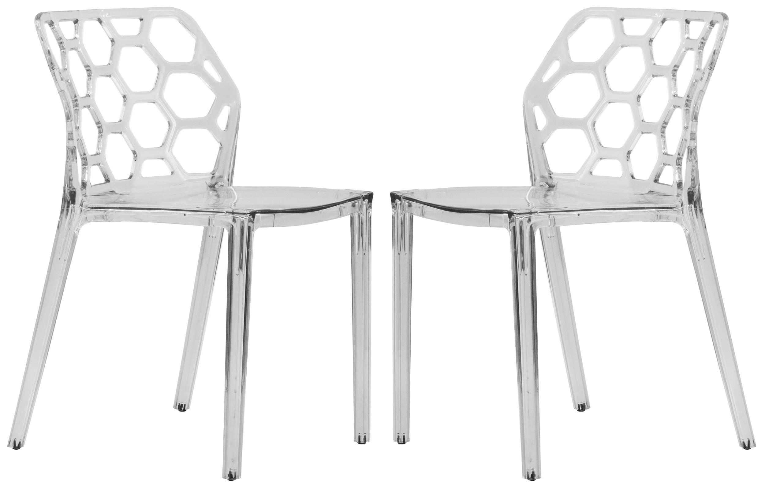 Orren Ellis Jakubowski Dynamic Modern Plastic Dining Side Chair with Honeycomb Design (Set of 2)