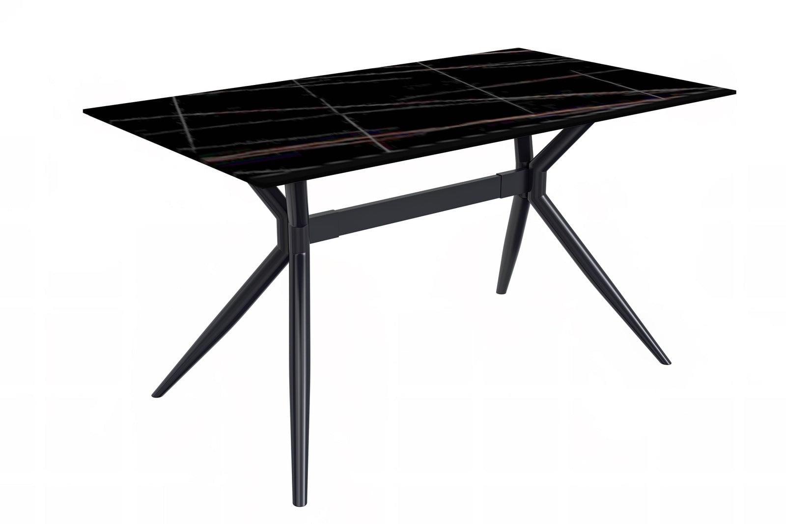 Kaison Modern Dining Table with Sintered Stone Top and Stainless Steel Base