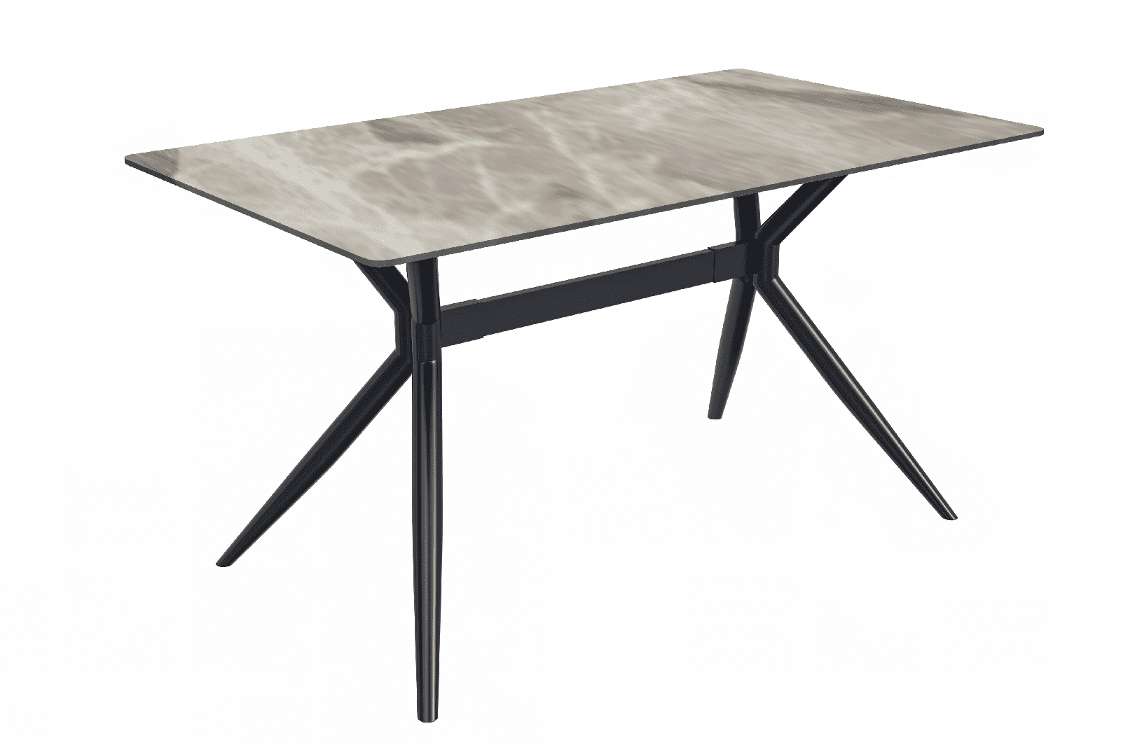 Deep Grey Glass Top Dining Table with Black Steel Base