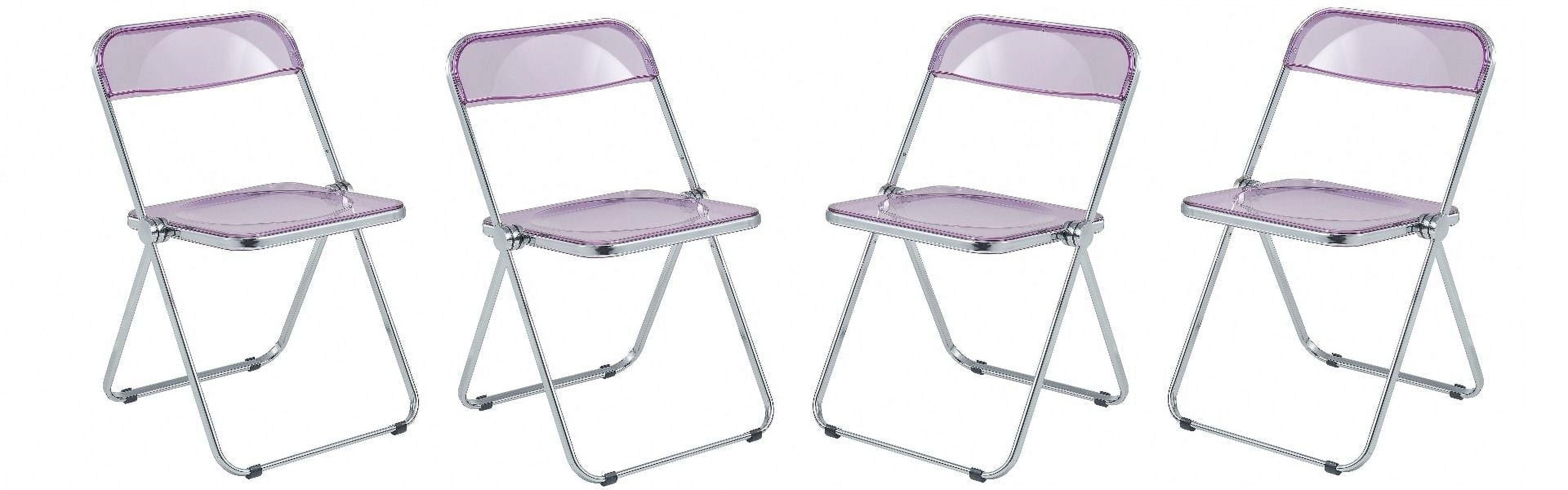 LeisureMod Lawrence Folding Chair Stackable Dining Accent Chair with Frame Kitchen Chair (Set of 4)