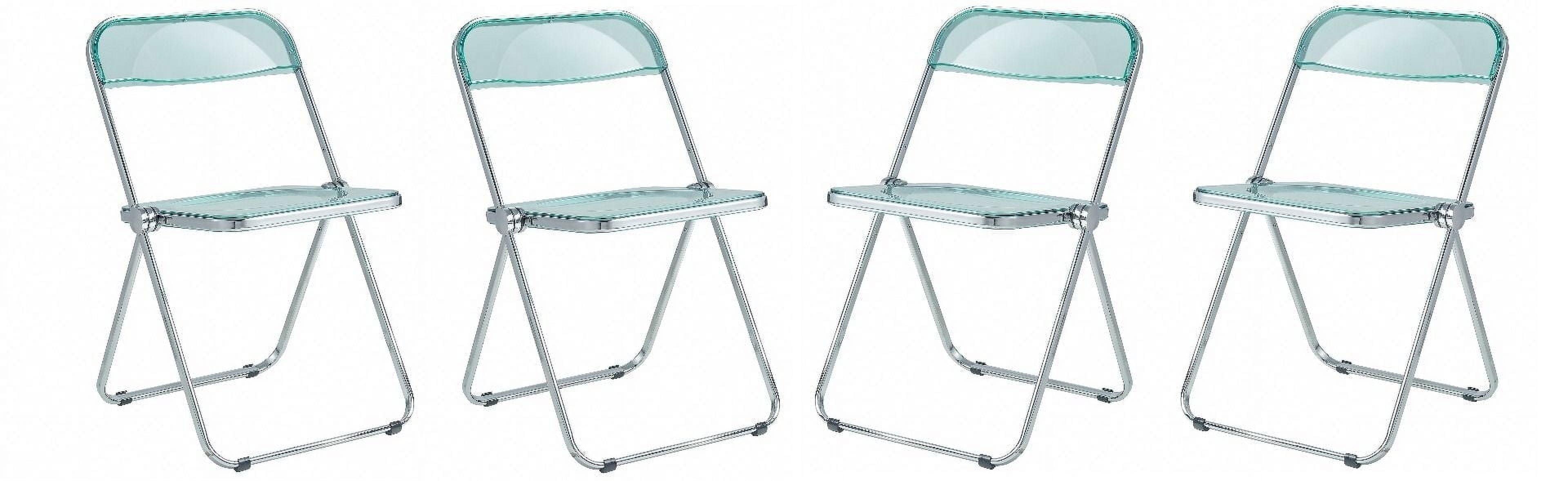 LeisureMod Lawrence Folding Chair Stackable Dining Accent Chair with Frame Kitchen Chair (Set of 4)