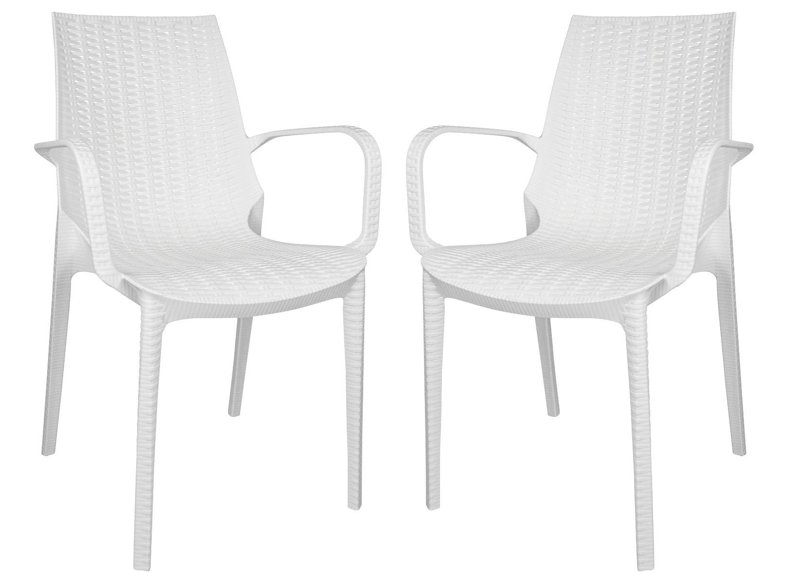 Kent Modern White Polypropylene Outdoor Dining Chair Set