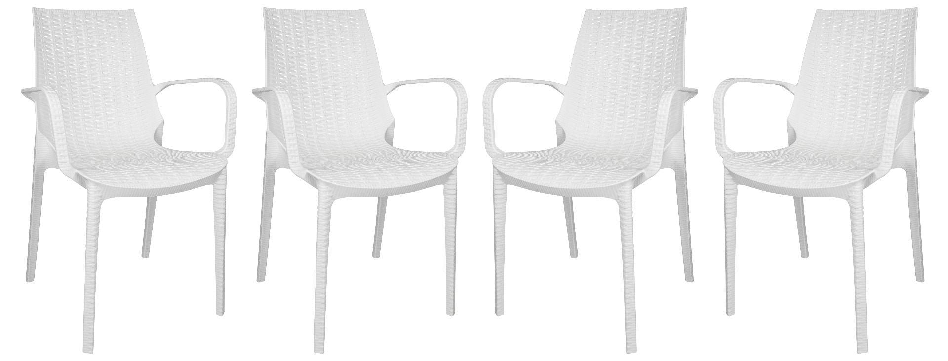 Kent Modern White Polypropylene Outdoor Dining Chair Set of 4