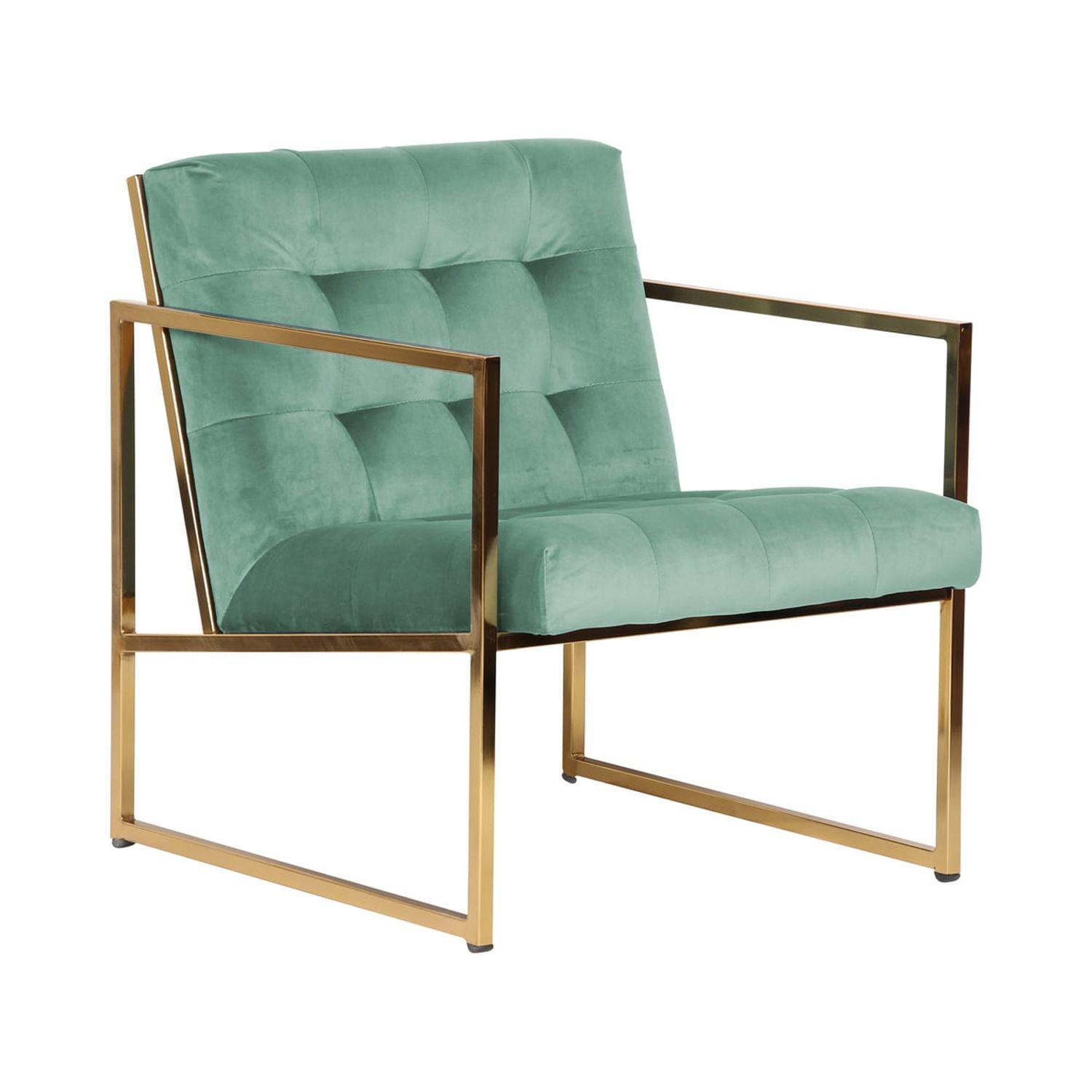 Lexington Turquoise Velvet Accent Chair with Gold Metal Frame