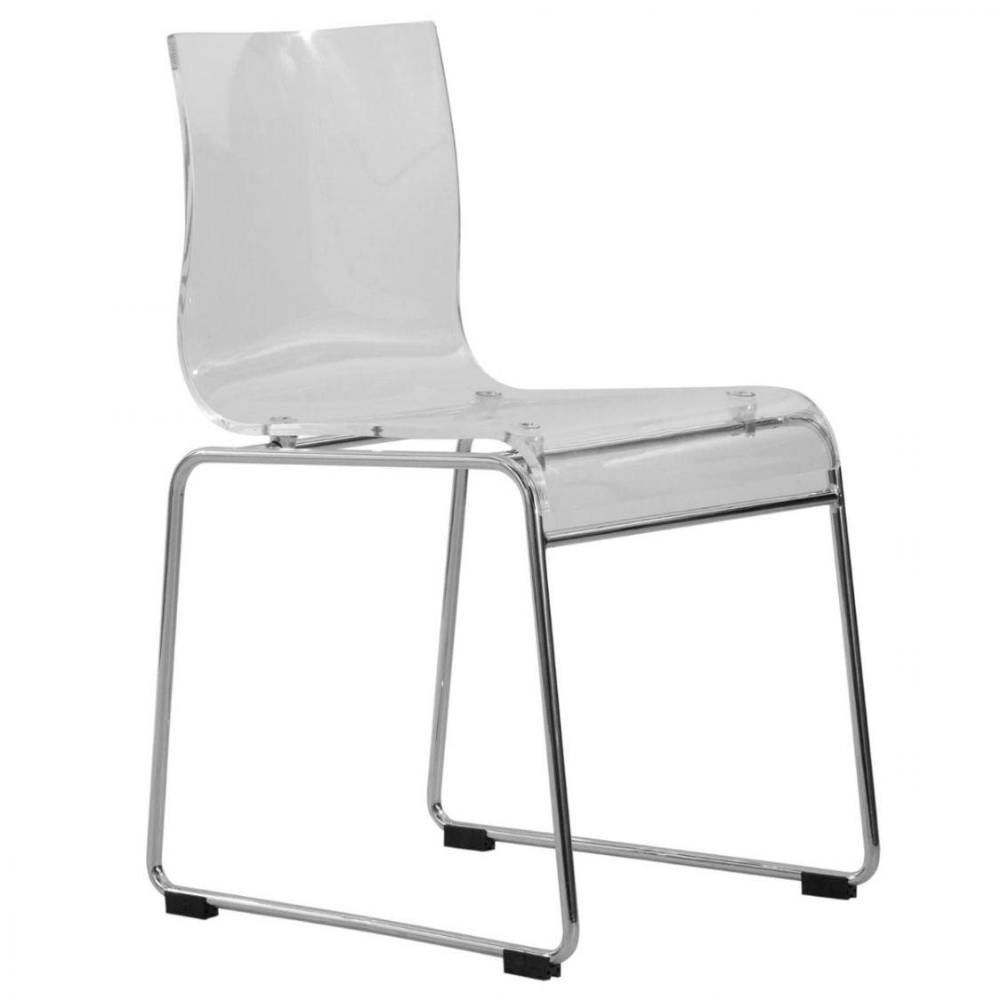 Lima Modern Stackable Clear Acrylic Side Chair with Chrome Finish