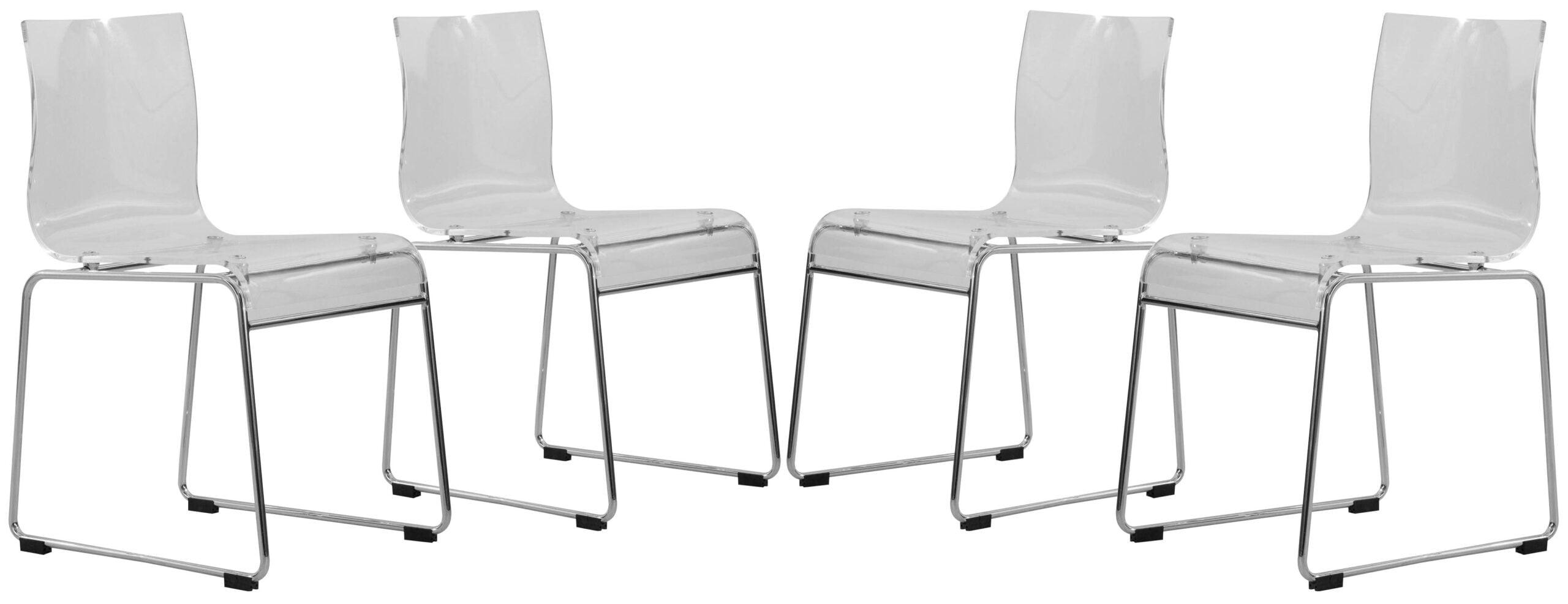 Lima 33" High Clear Acrylic and Chrome Minimalist Side Chair