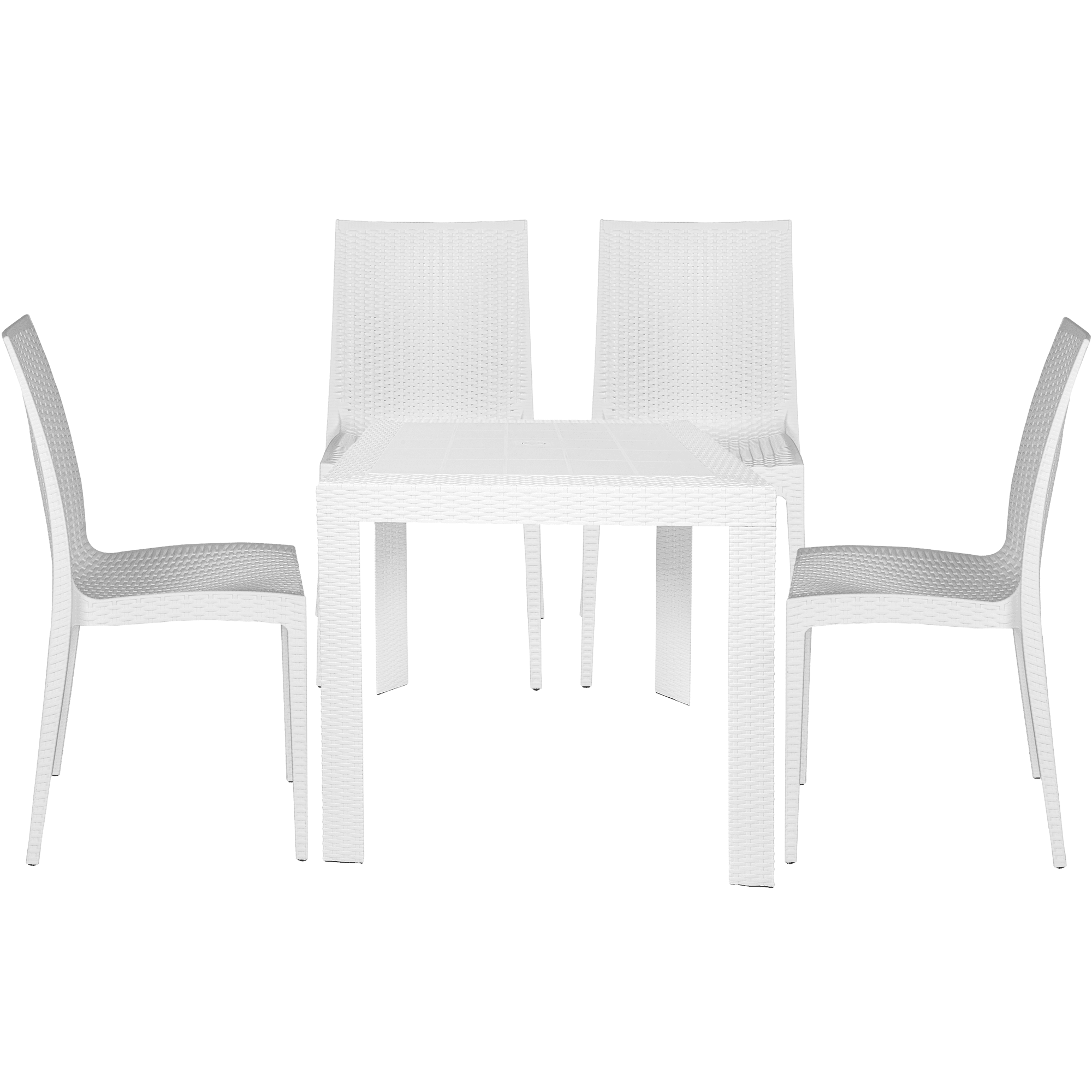 LeisureMod Mace Mid-Century 5-Piece Square Outdoor Dining Set with 4 Side Chairs