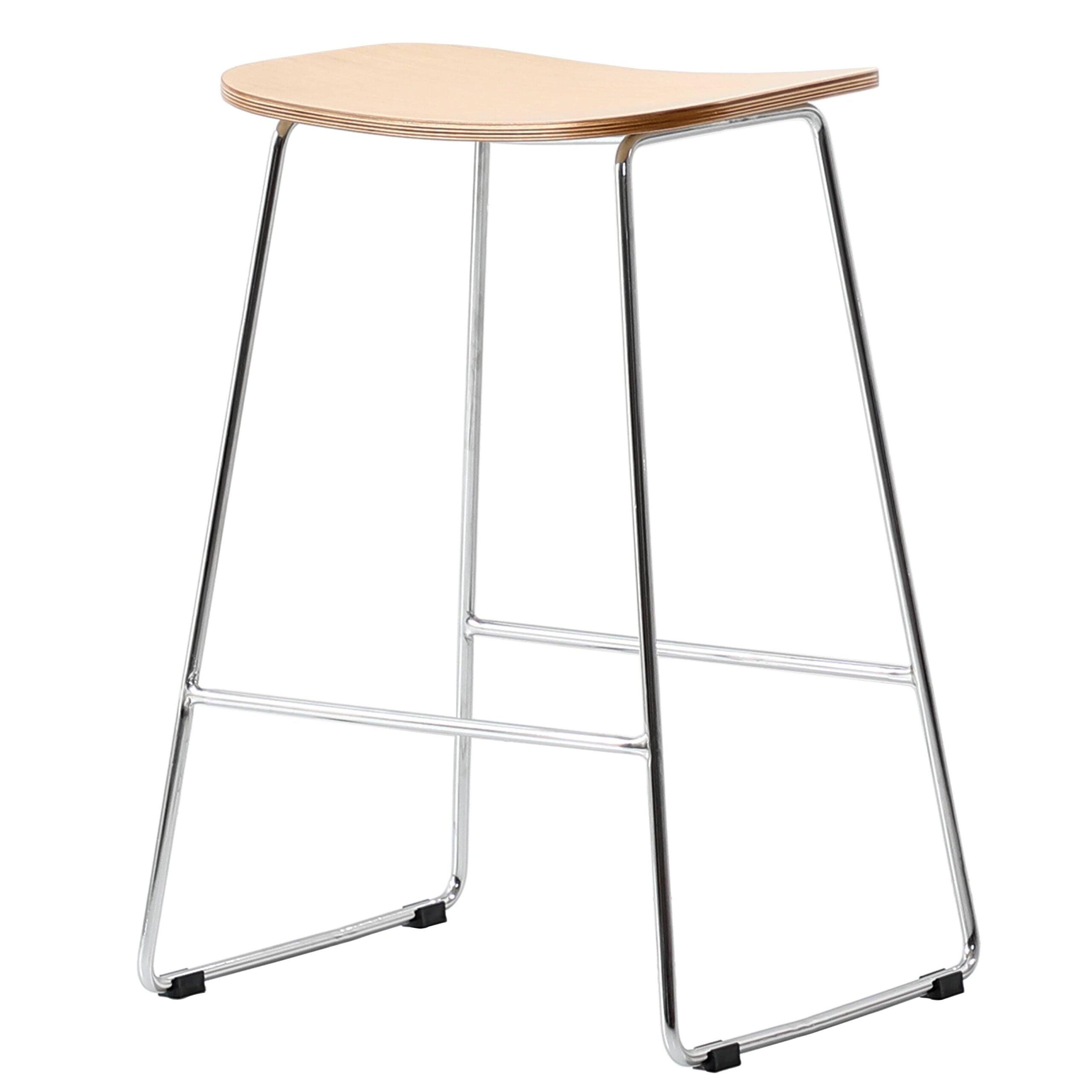 Leisuremod Melrose Modern Barstool with MDF seat in Chrome Base, Natural Wood