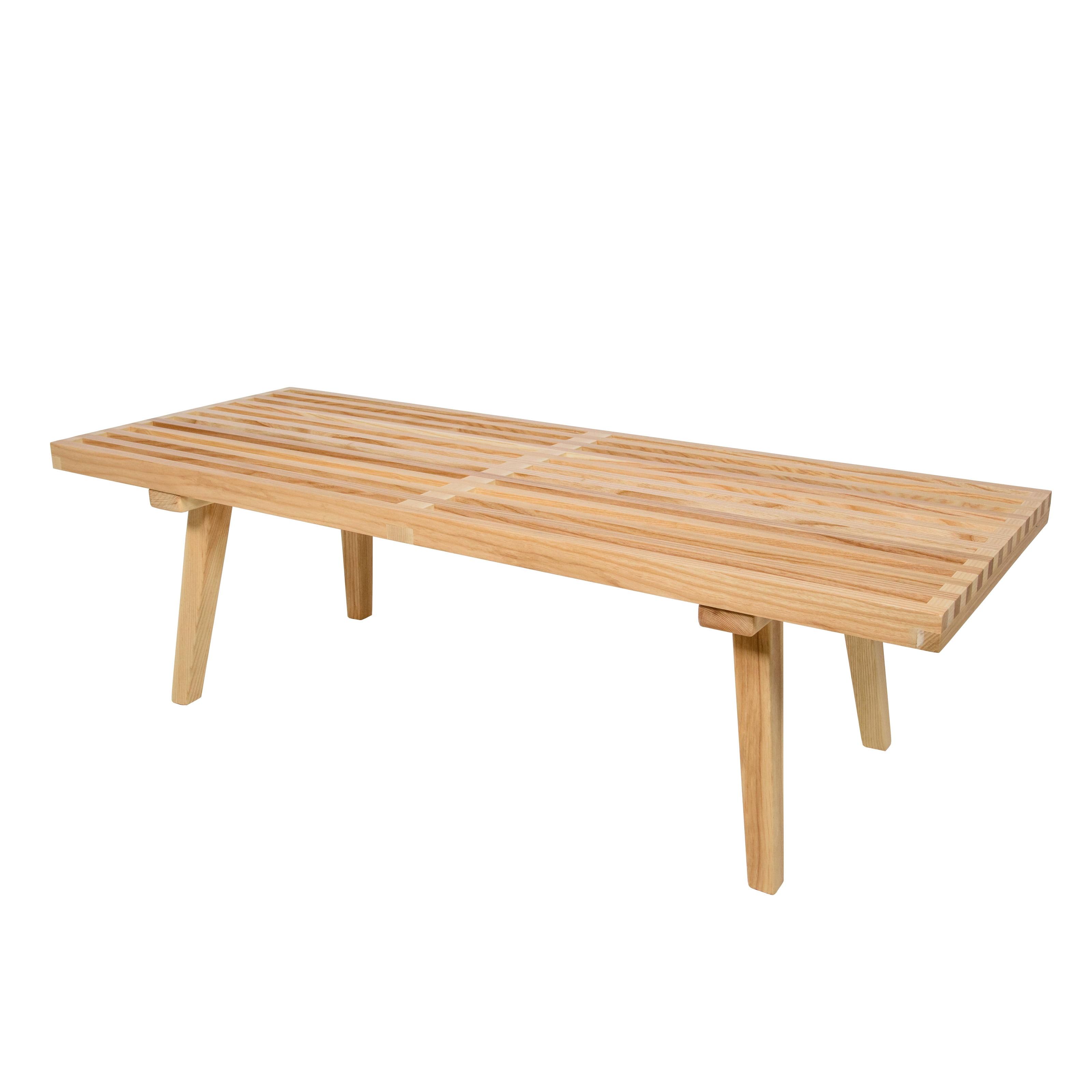 Mid-Century Natural Wood Platform Bench - 48 Inches