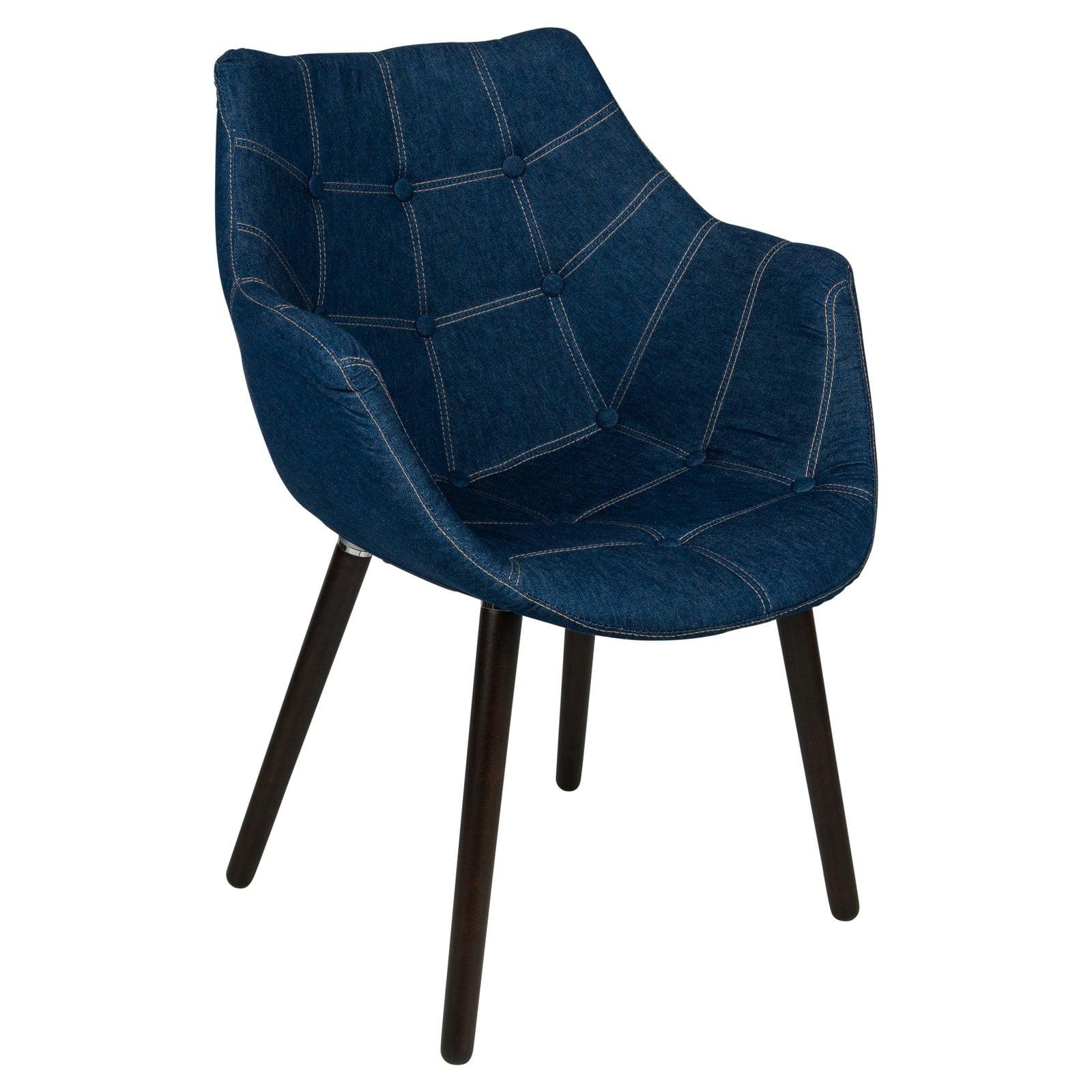 Milburn Barrel Accent Chair in Denim Blue with Beech Wood Legs