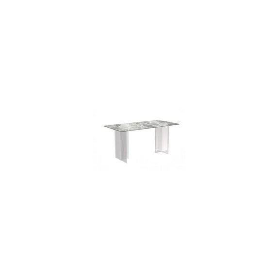 LeisureMod Modern 62” Rectangular Dining Table for 4 to 8 People with Sintered Stone/Glass Top and Acrylic Base Kova Series in Light Grey