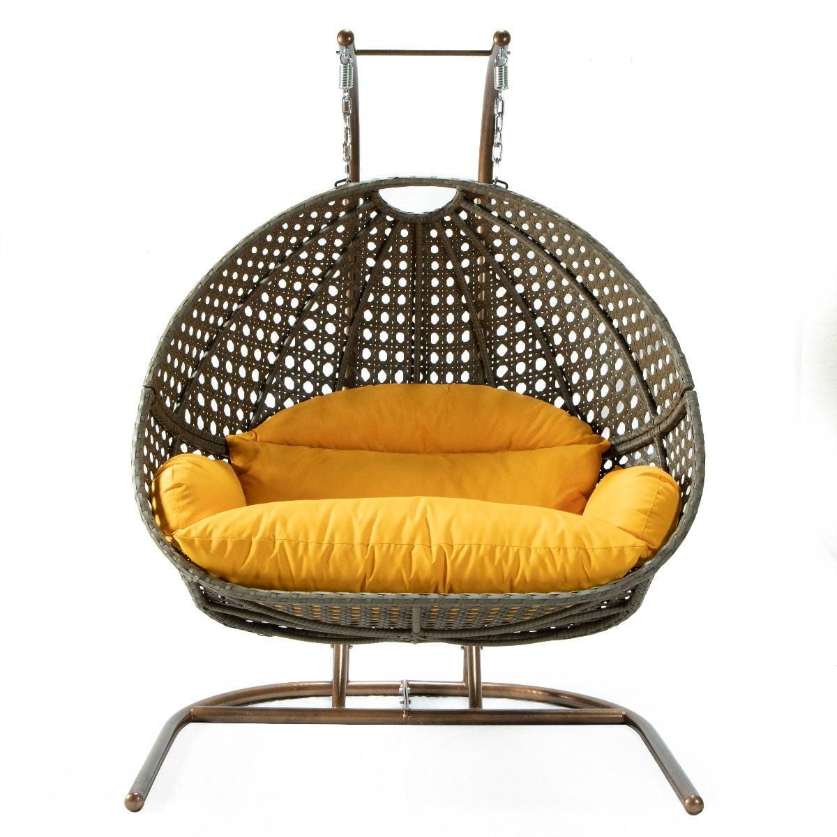 Amber Wicker Double Egg Hanging Chair with Cushions