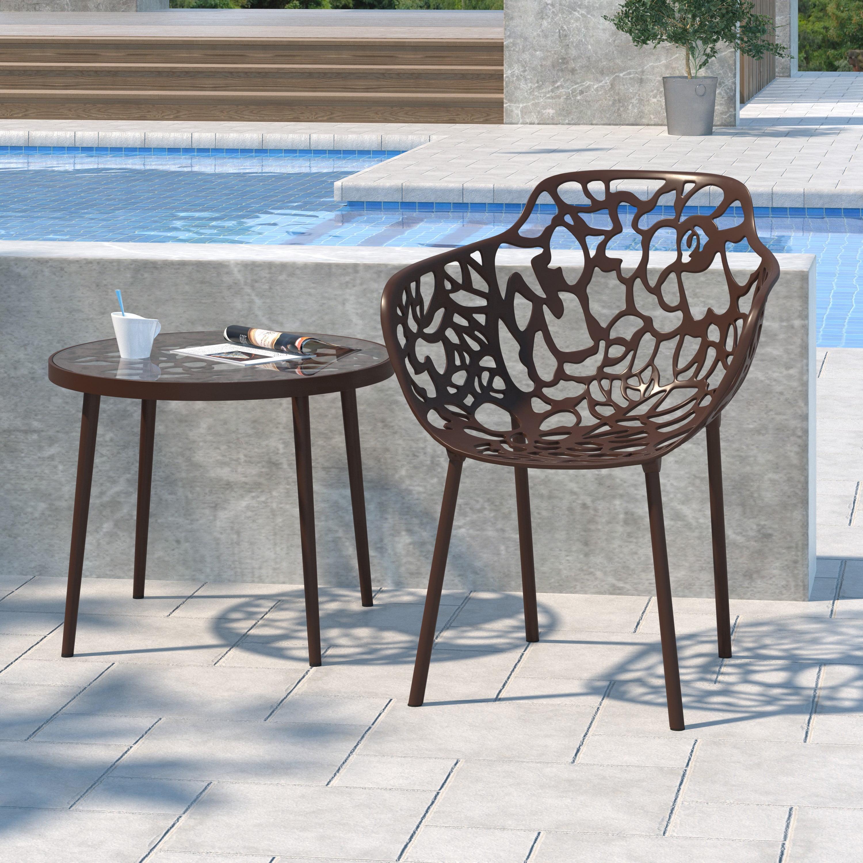 LeisureMod Devon Aluminum Stackable Outdoor Dining Armchair