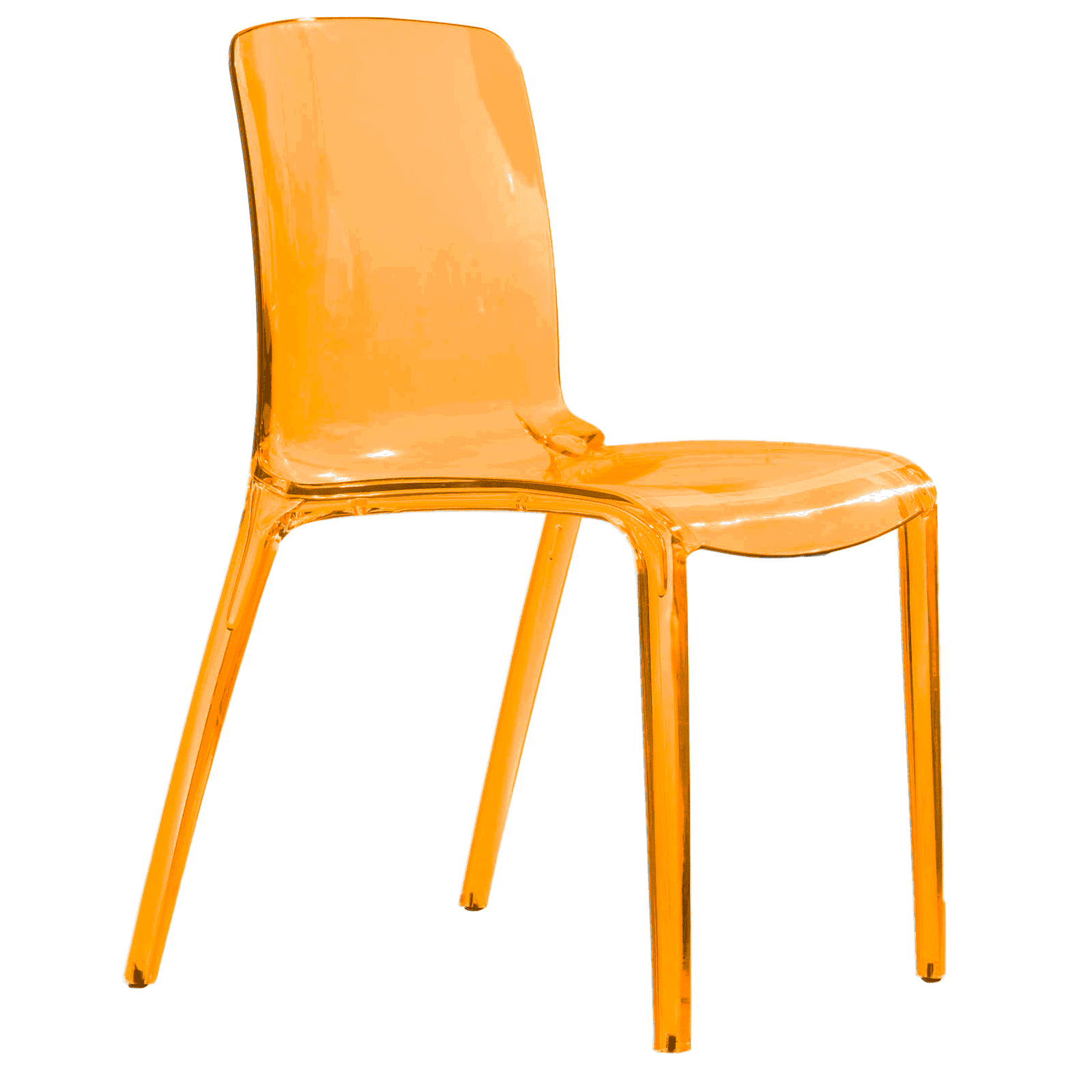 LeisureMod Murray Waterfall Edge Design Acrylic Dining Chair in Transparent Orange