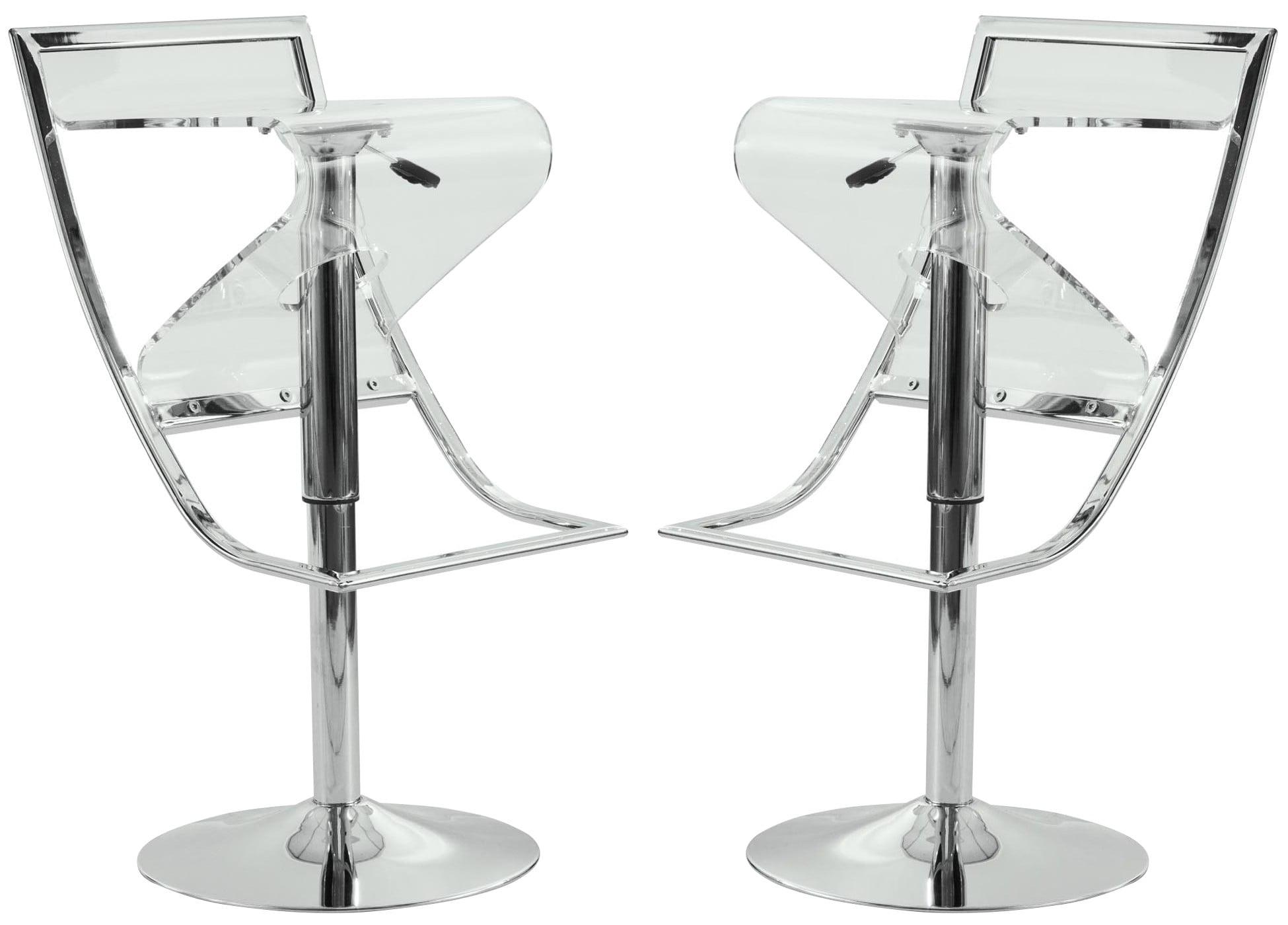 Napoli Clear Acrylic Adjustable Swivel Bar Stools, Set of 2