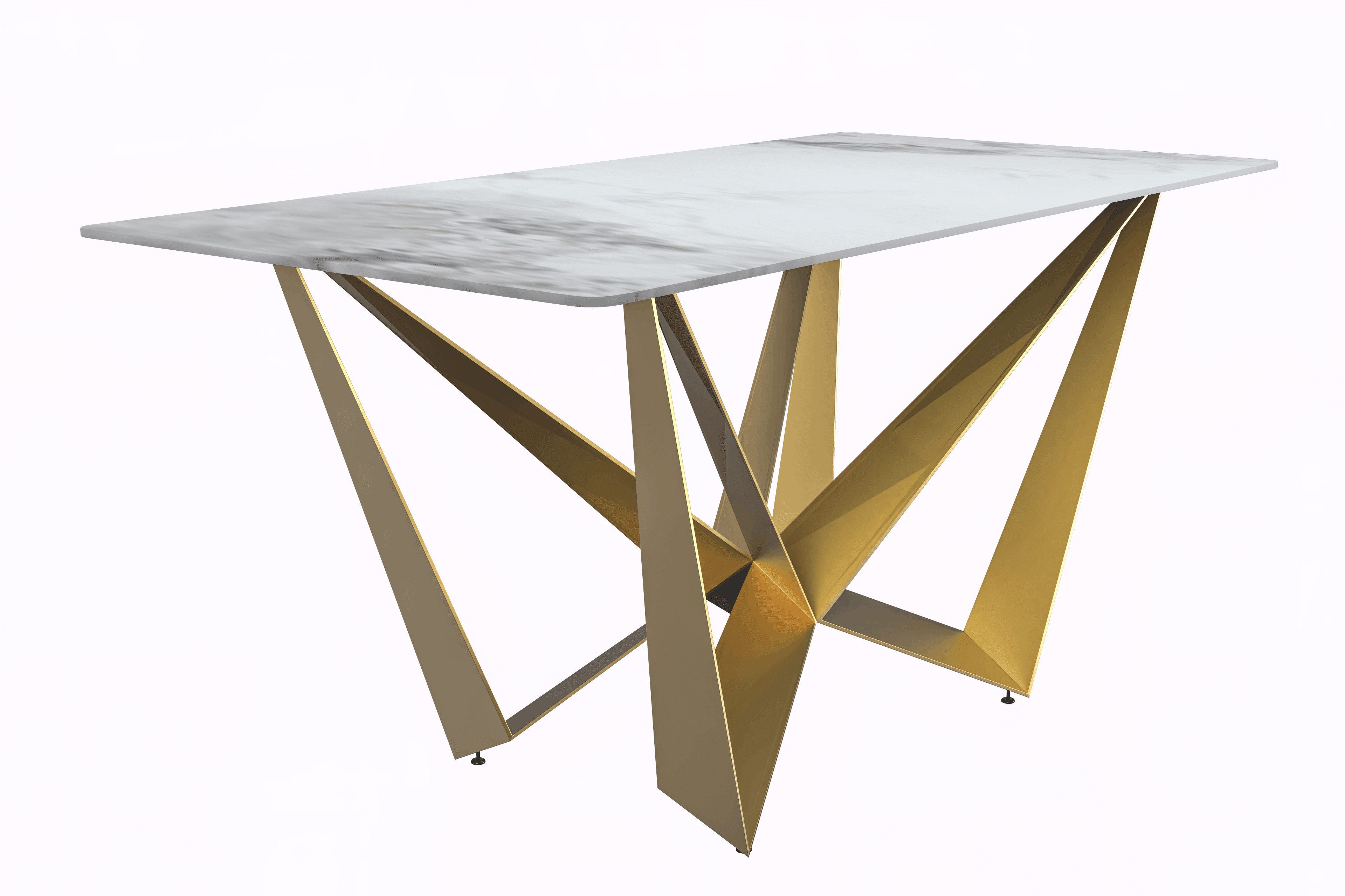 Medium Grey Glass Dining Table with Gold Steel Base