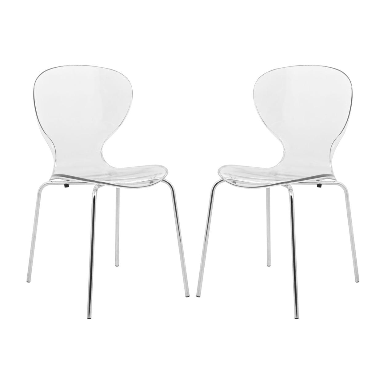 Elegant Oyster Transparent Plastic Side Chair with Chrome Legs