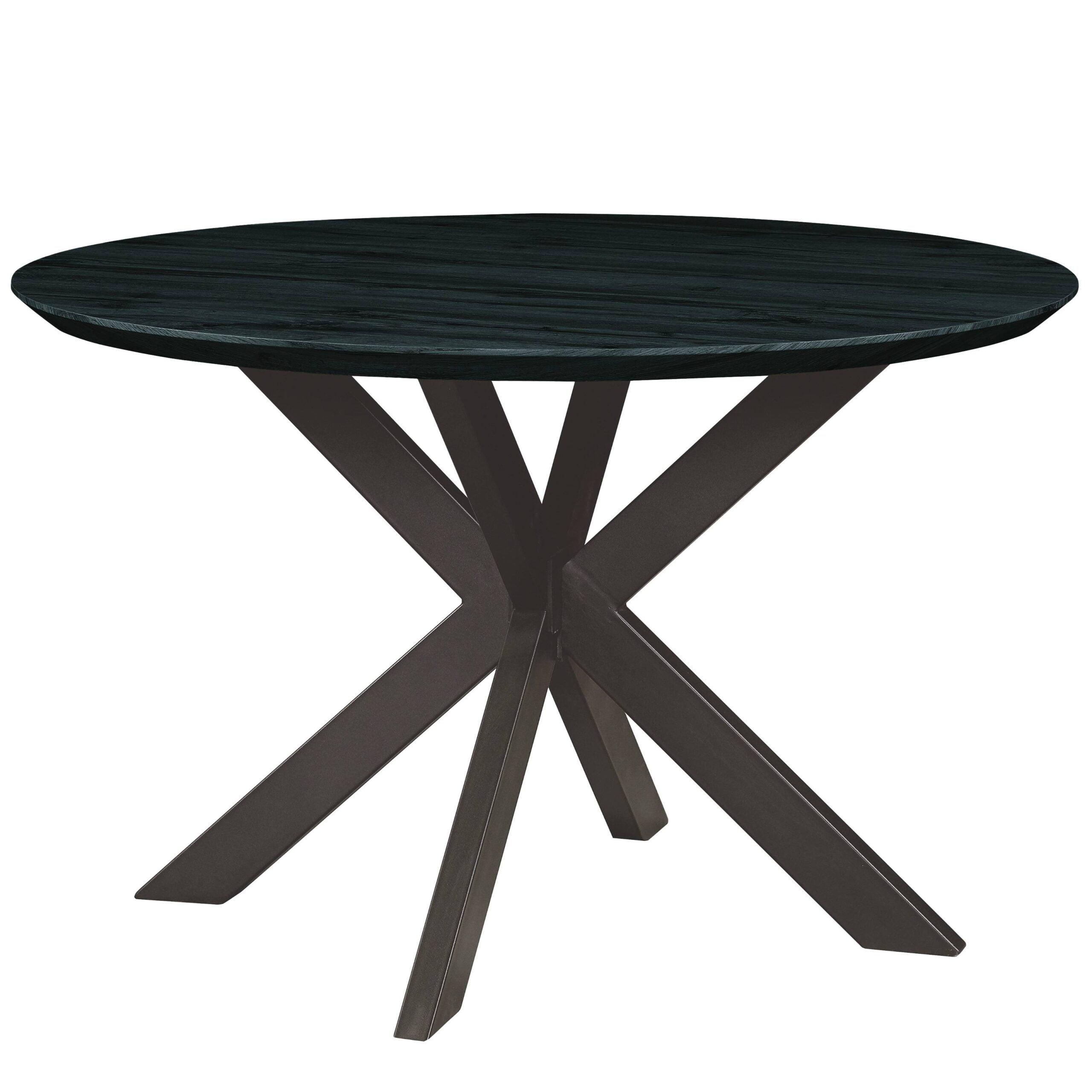 Ravenna 47" Ebony Round Wood Dining Table with X-Shaped Metal Base