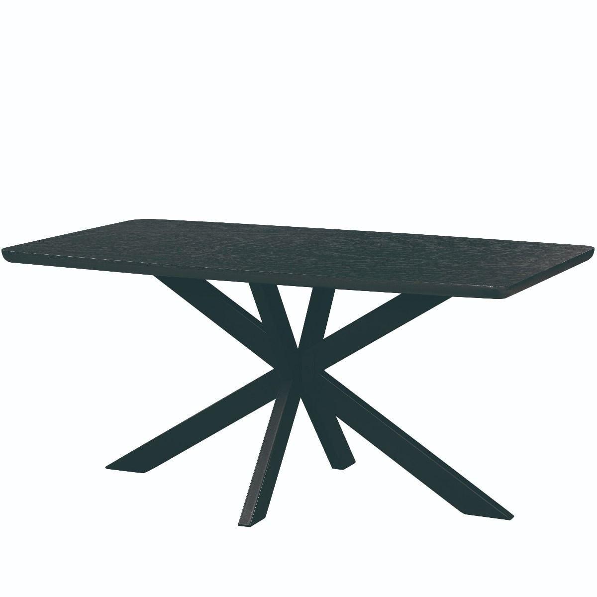 Ravenna Ebony 63" Rectangular Wood Dining Table with Geometric Metal Base