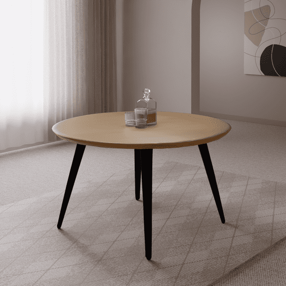Maykoosh Medieval Moods Modern Round Wood 47" Dining Table With Metal Legs