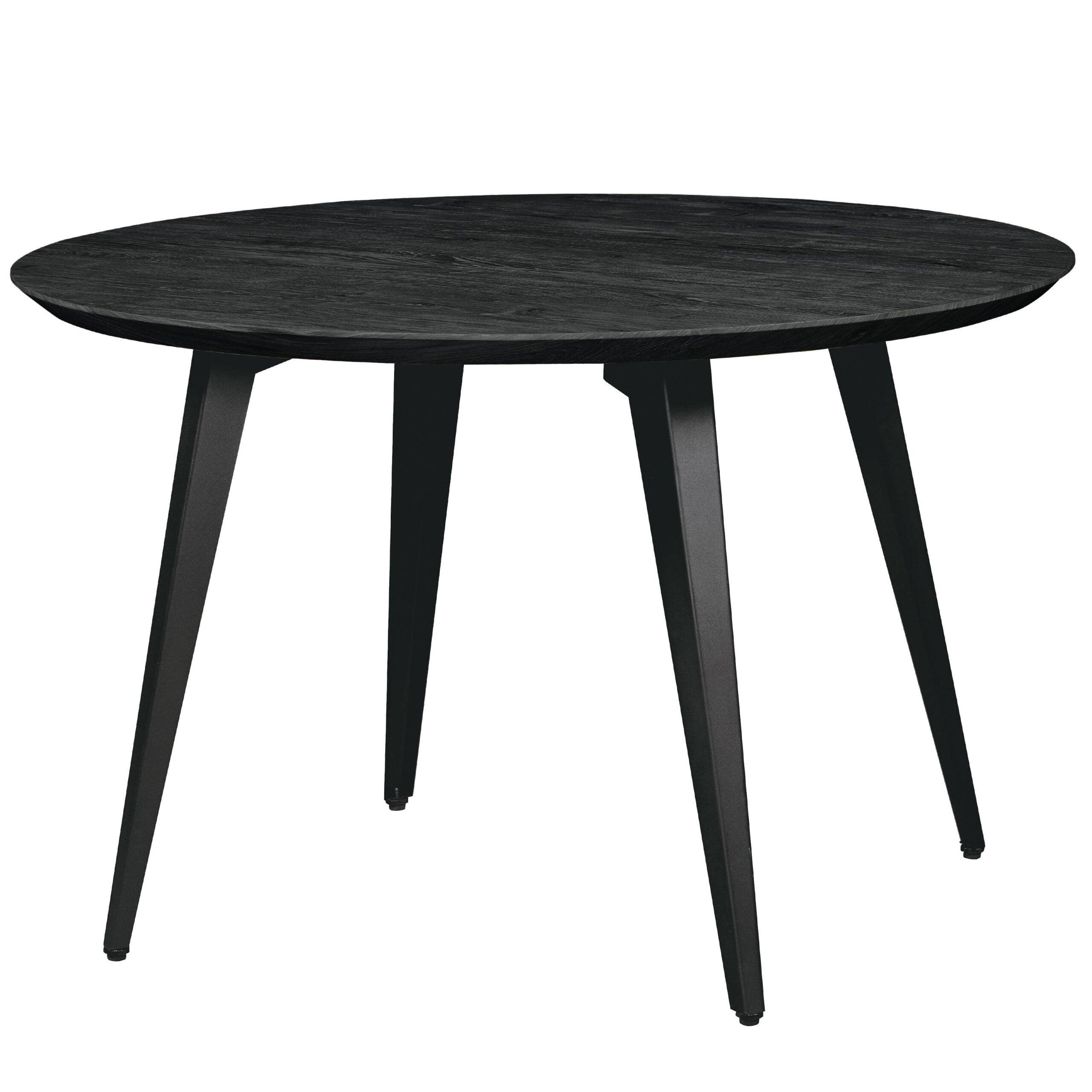 Ravenna 47" Round Ebony Wood Dining Table with Metal Accents