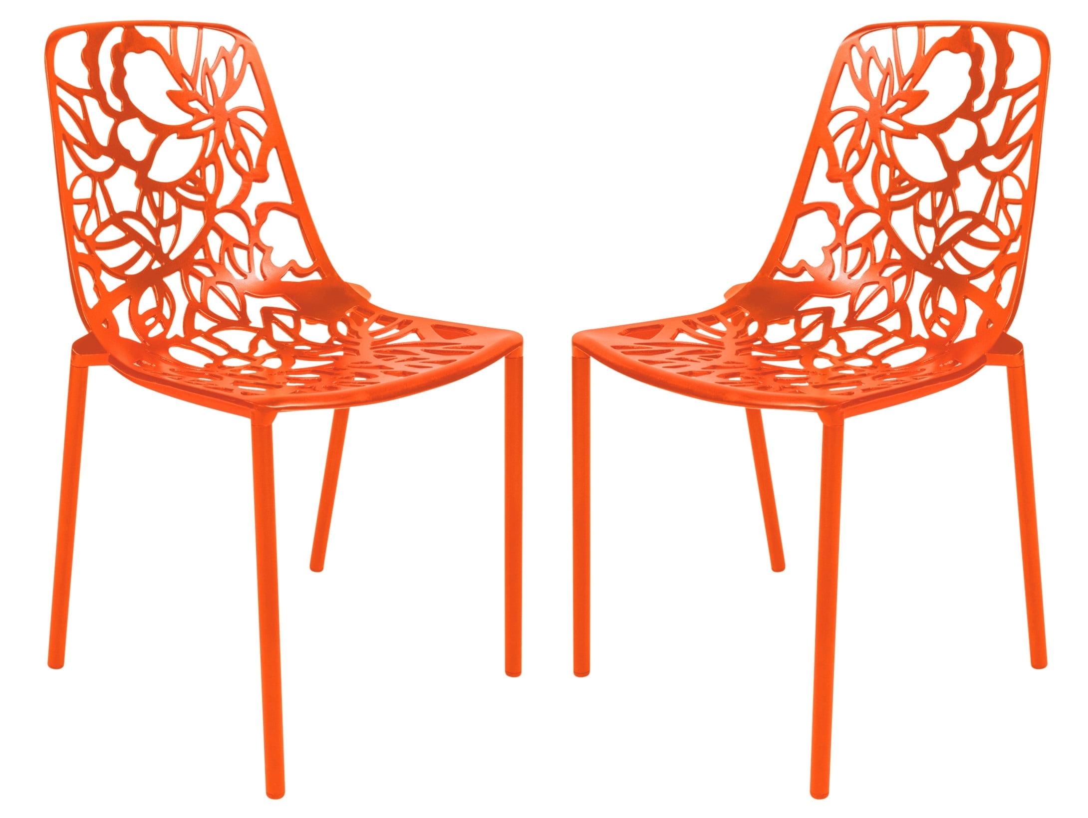 LeisureMod Devon Modern Aluminum Outdoor Stackable Dining Chair Set of 2 with Weather-Resistant Finish, Durable Frame for Patio, Garden, or Poolside
