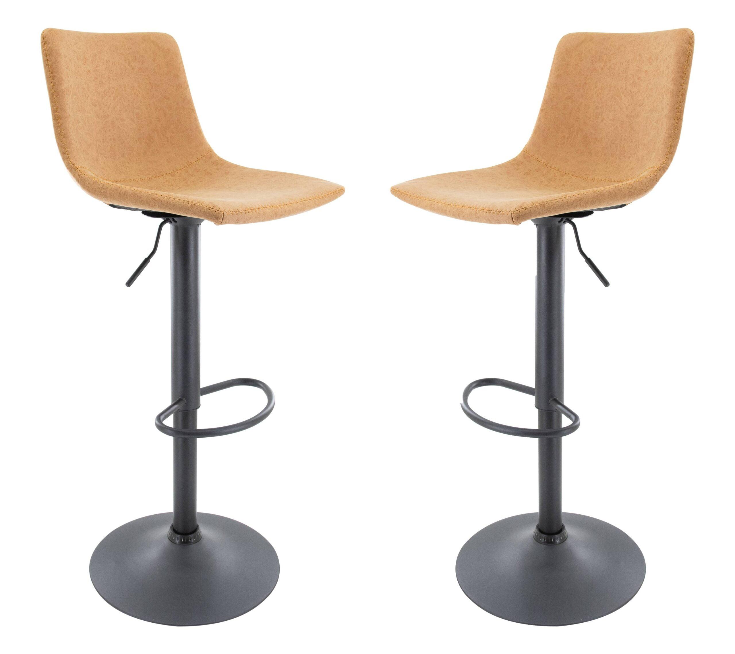 LeisureMod Tilbury Modern Adjustable Bar Stool Set of 2 with Footrest and 360-Degree Swivel, Counter Height Chairs for Kitchen Island and Home Bar