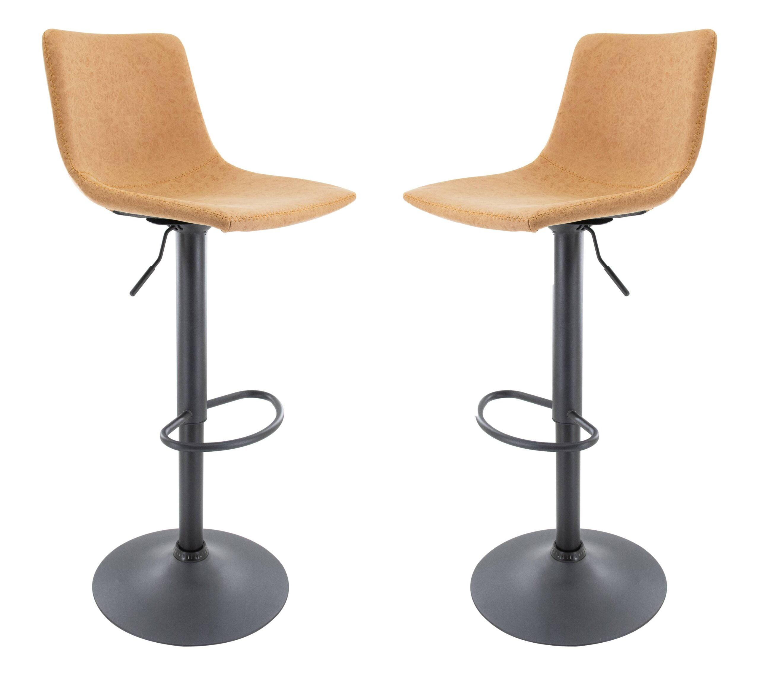 Tilbury Light Brown Adjustable Swivel Bar Stools with Footrest Set of 2