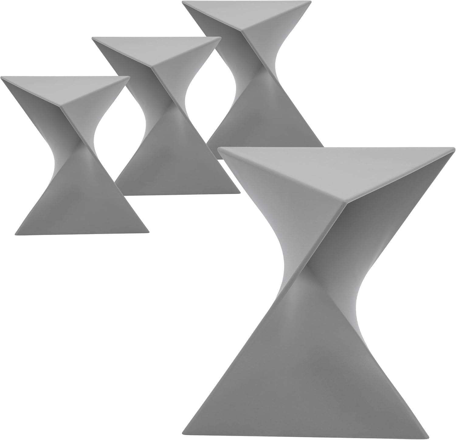 LeisureMod Side Table Accent Triangular Versatile ABS Plastic End Table Randolph Series Set of 4 in Grey