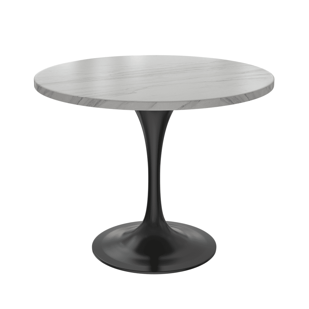 Verve 36" Round Sintered Stone Table with Black Steel Base